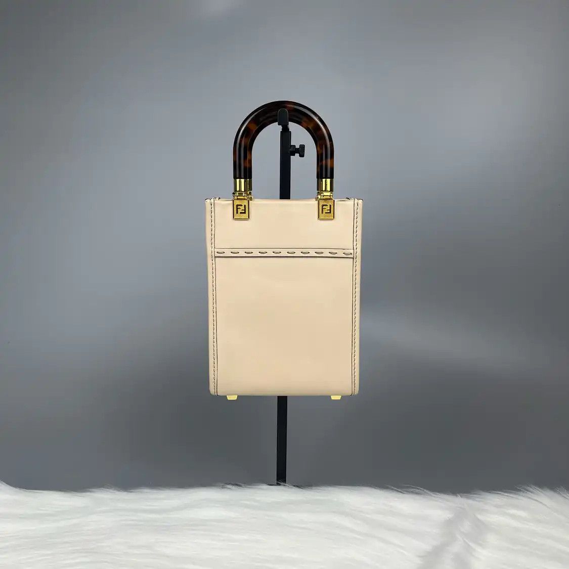 Fendi FENDI Sunshine mini beige cowhide leather embossed handbag Size ONE SIZE - 4 Thumbnail