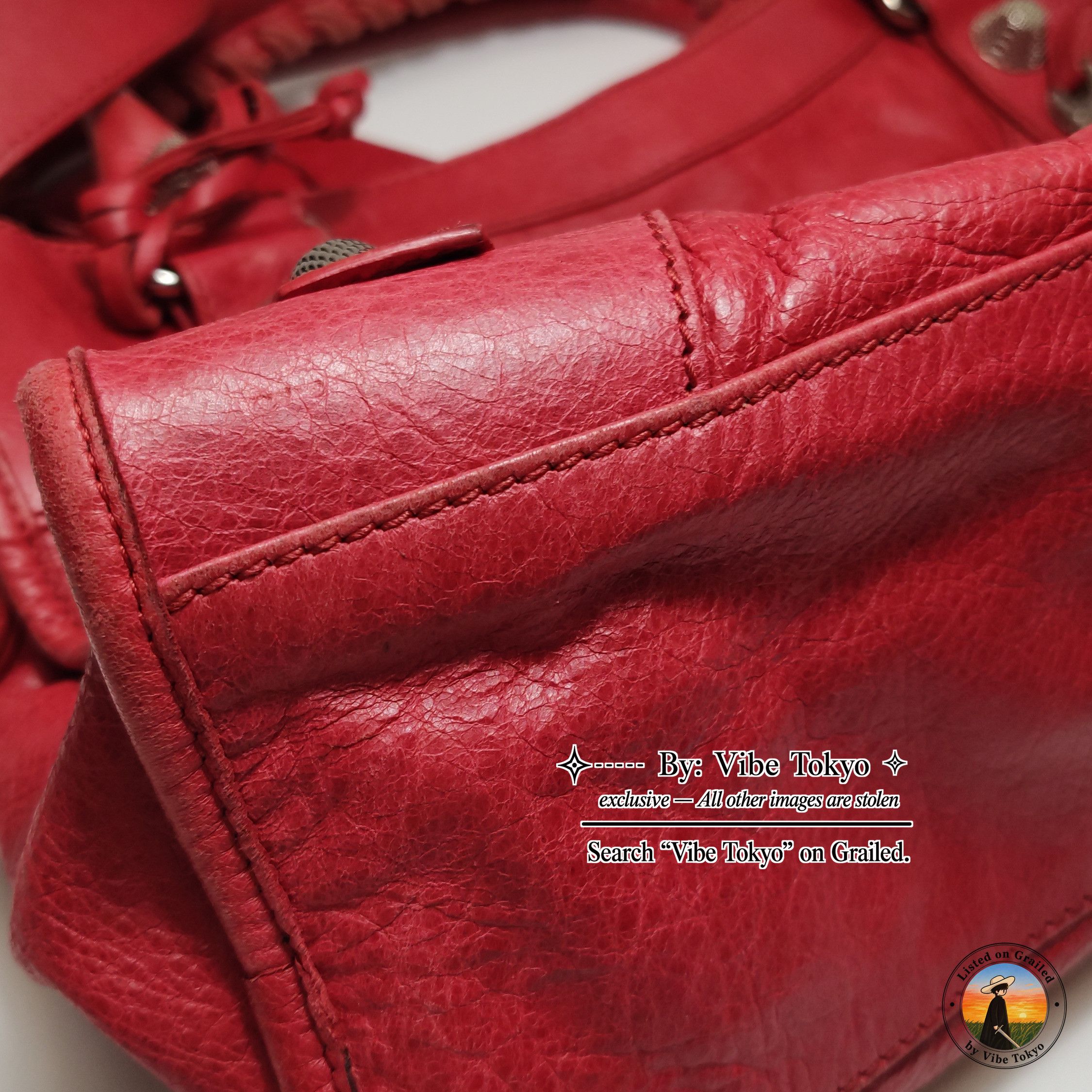 Balenciaga Balenciaga Giant City Studded Leather Bag Red Size OS Size ONE SIZE - 18 Thumbnail