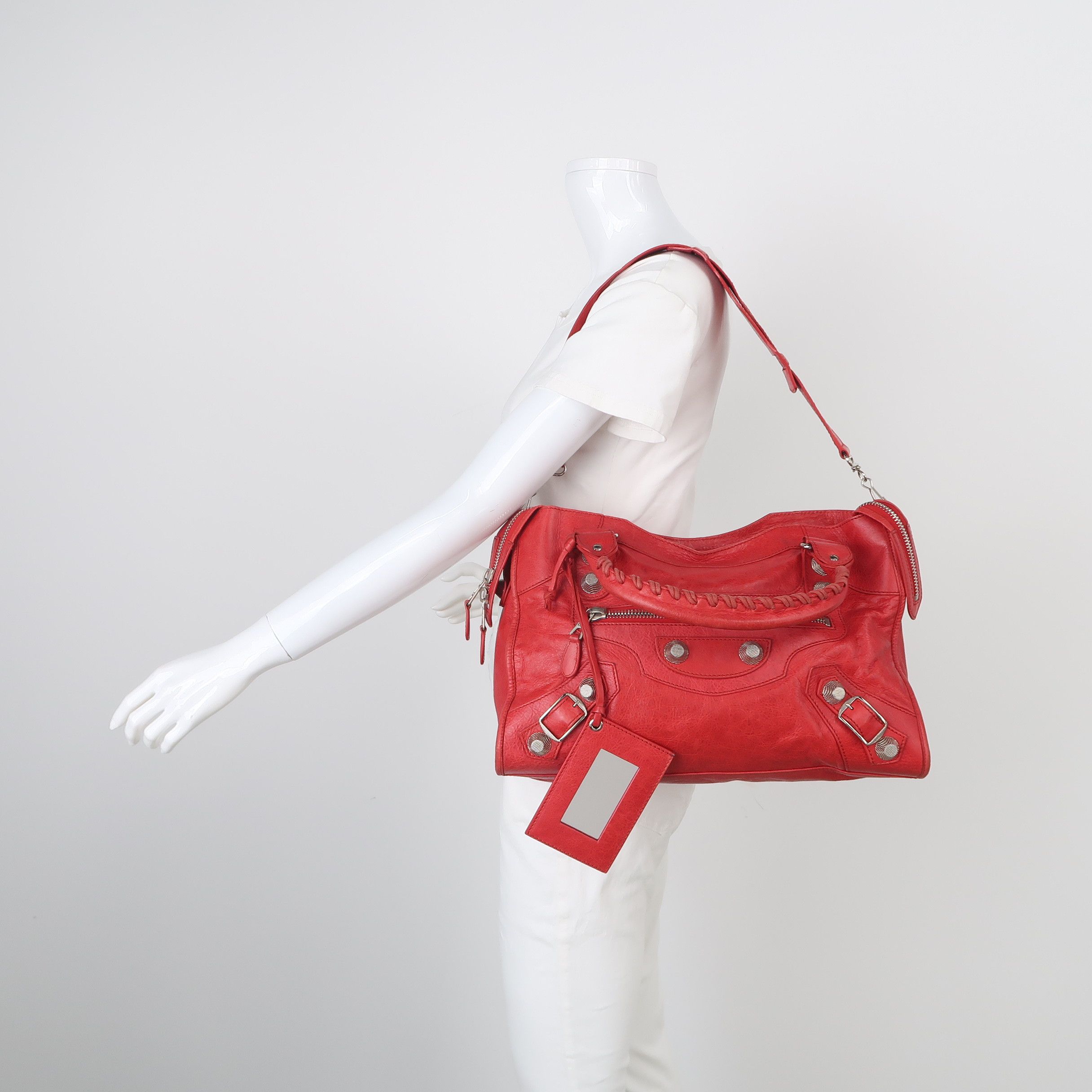 Balenciaga Balenciaga Giant City Studded Leather Bag Red Size OS Size ONE SIZE - 2 Thumbnail