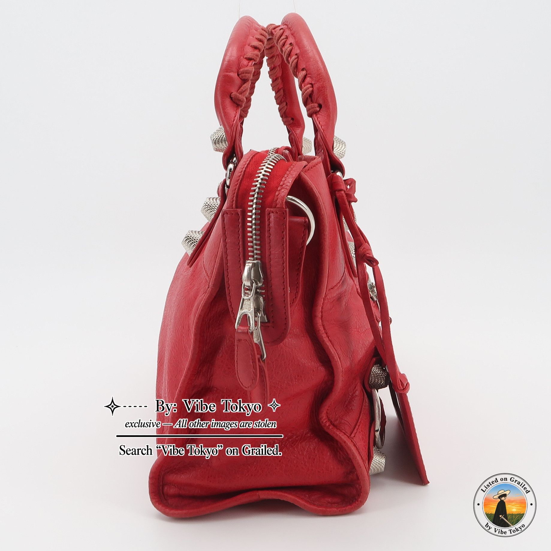 Balenciaga Balenciaga Giant City Studded Leather Bag Red Size OS Size ONE SIZE - 4 Thumbnail