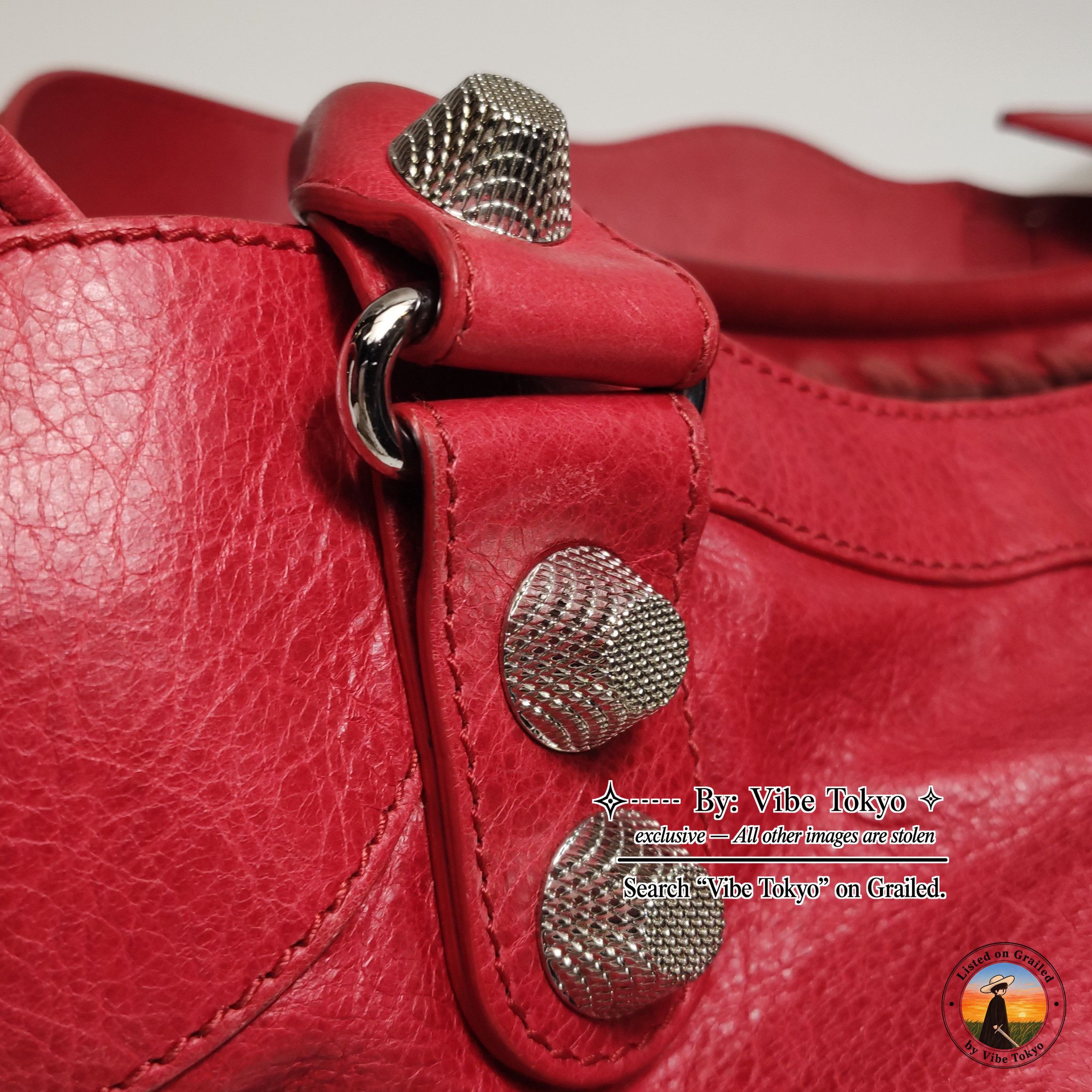 Balenciaga Balenciaga Giant City Studded Leather Bag Red Size OS Size ONE SIZE - 14 Thumbnail