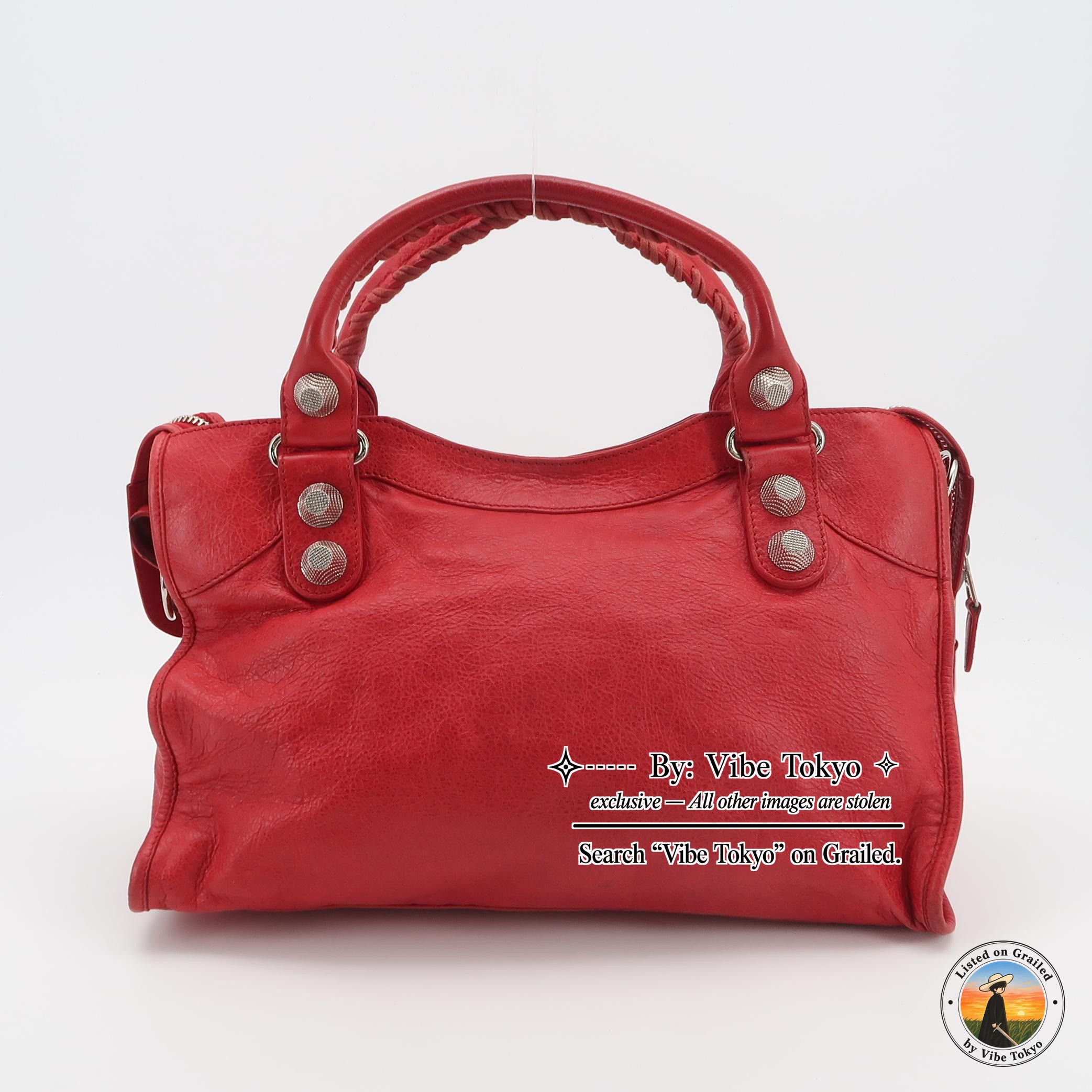 Balenciaga Balenciaga Giant City Studded Leather Bag Red Size OS Size ONE SIZE - 5 Thumbnail