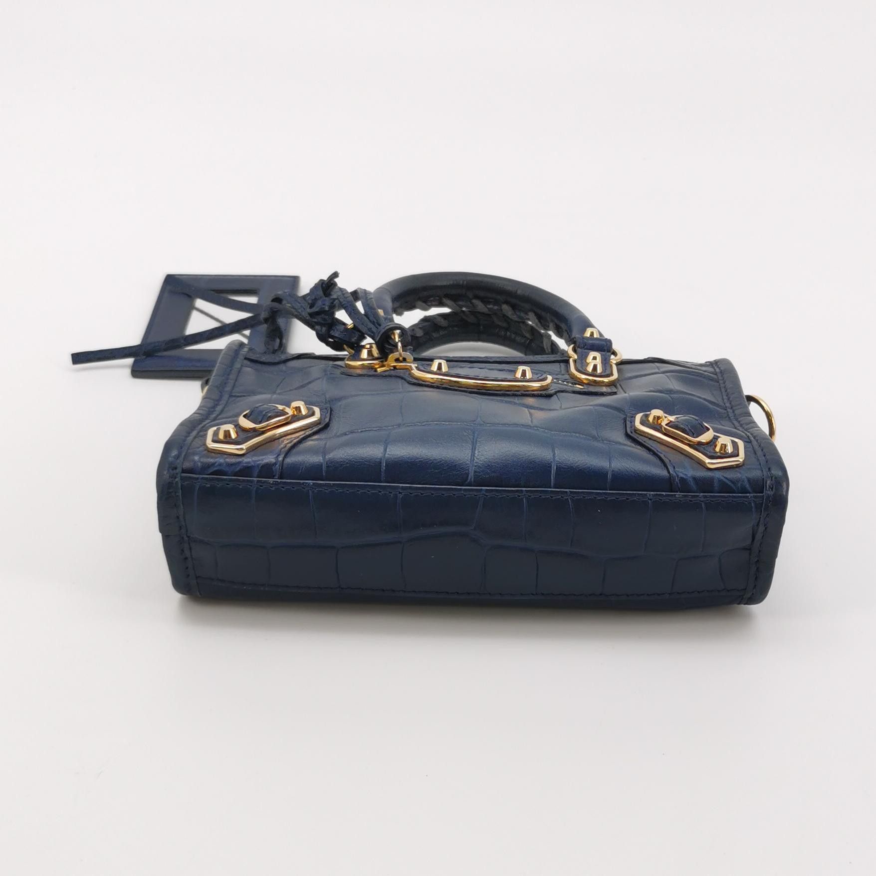 Balenciaga Balenciaga Le City Nano Crocodile Embossed Leather Bag Size ONE SIZE - 6 Thumbnail