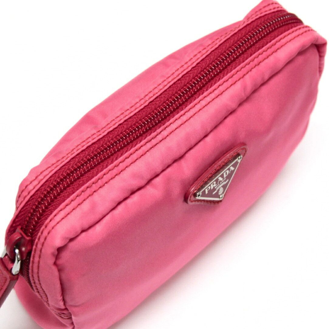Prada PRADA Triangle Logo Nylon Pouch Pink Size ONE SIZE - 3 Thumbnail
