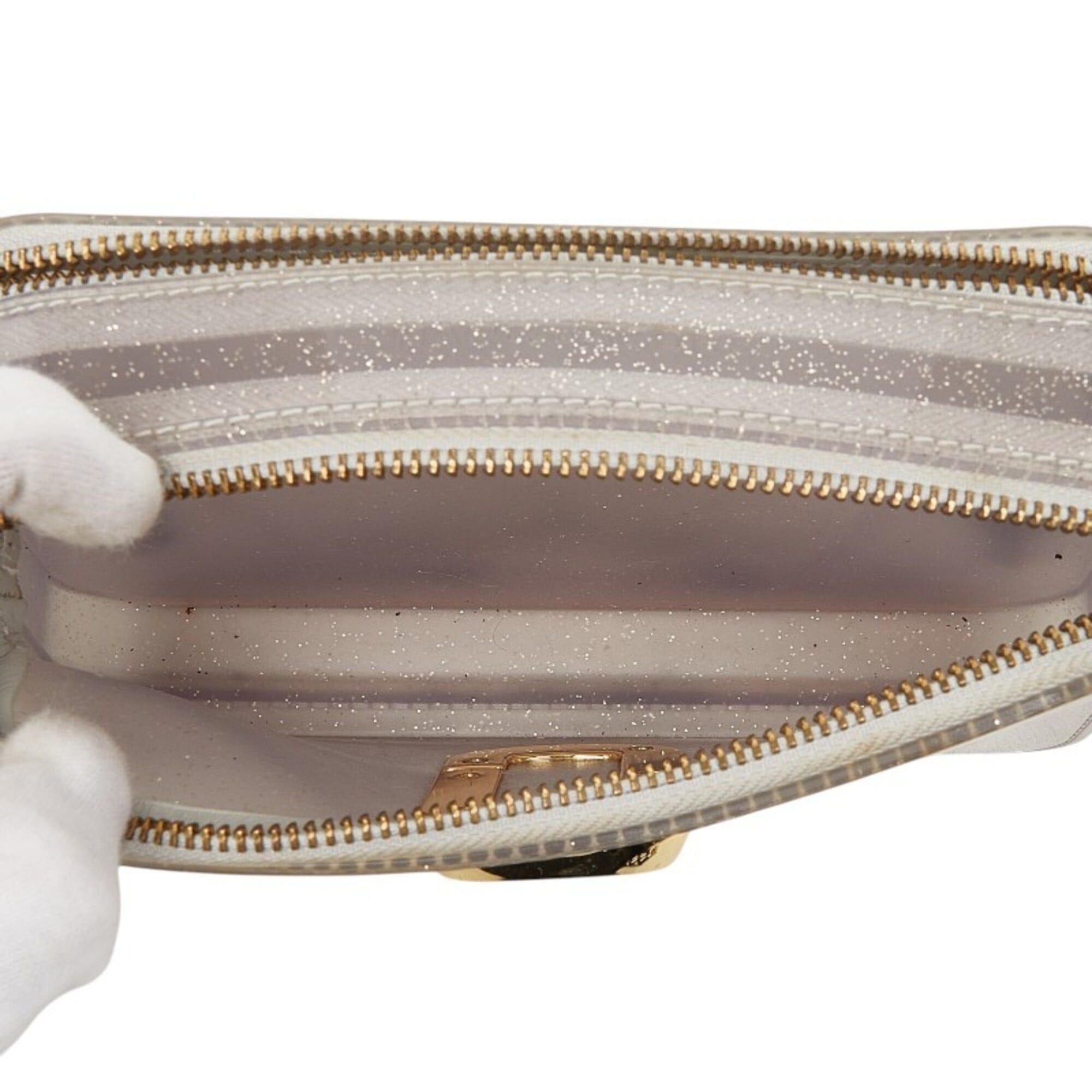 Marc Jacobs Marc Jacobs The Jelly Glitter Snapshot Crossbody Shoulder Bag, Gray Vinyl, Women's Size ONE SIZE - 8 Thumbnail