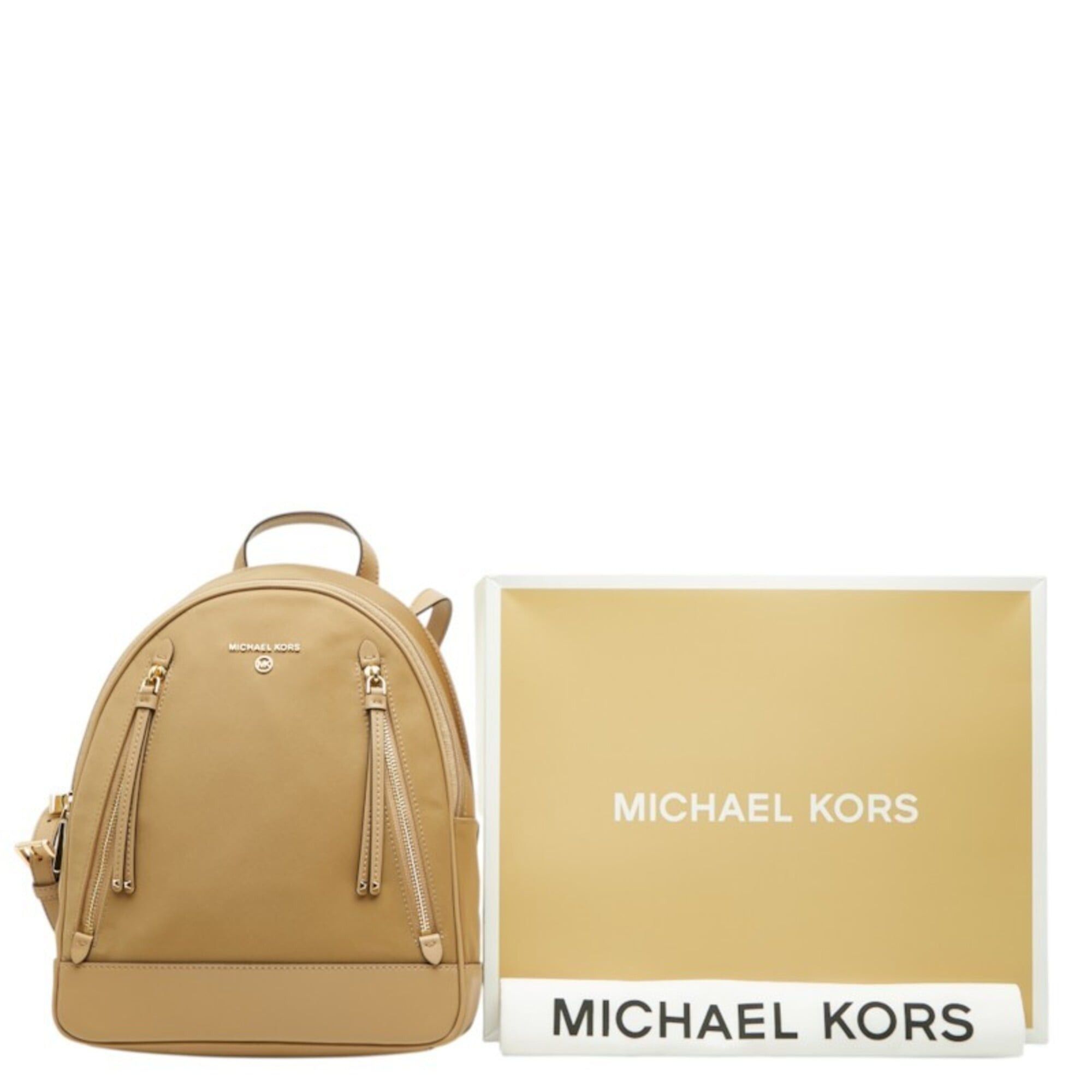 Michael Kors Michael Kors Brooklyn Backpack Daypack 30T2GBNB2C Beige Nylon Leather Women's Size ONE SIZE - 12 Thumbnail