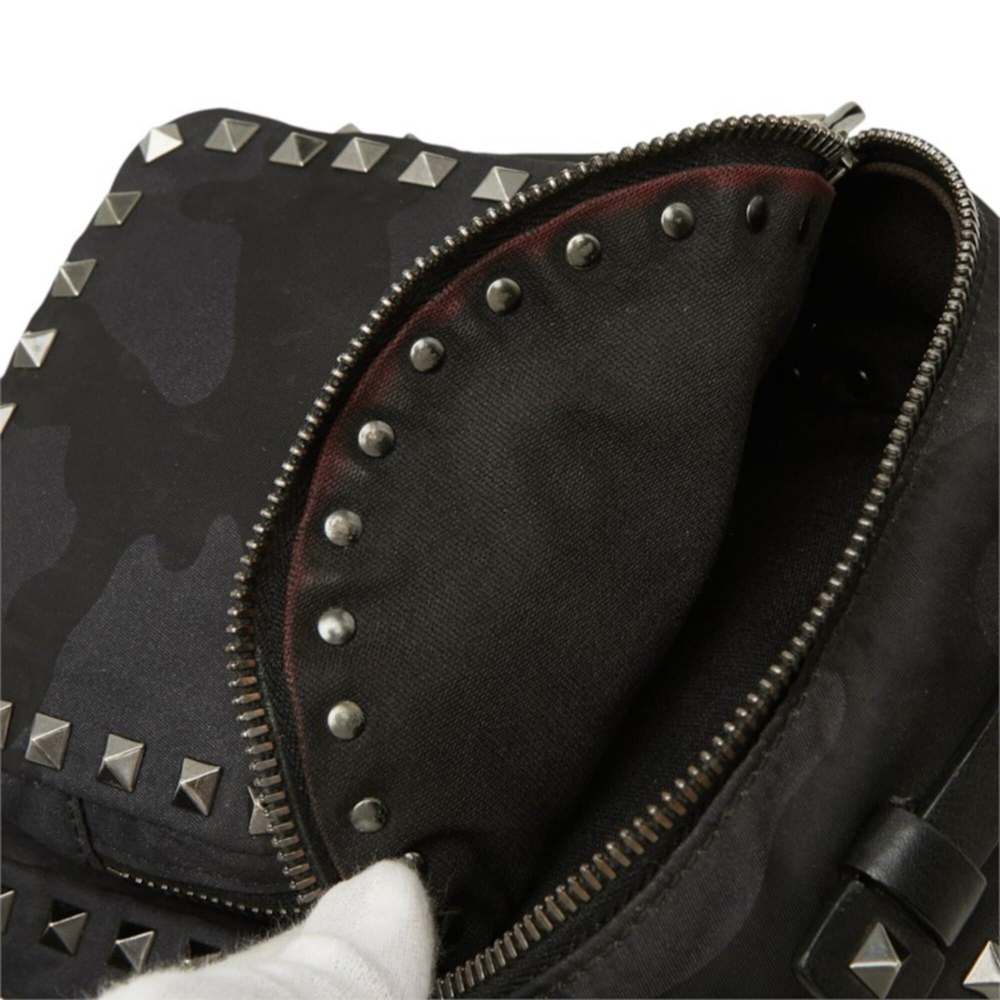 Valentino Valentino Rockstud Camouflage Backpack, Black Leather, Women's Size ONE SIZE - 10 Thumbnail