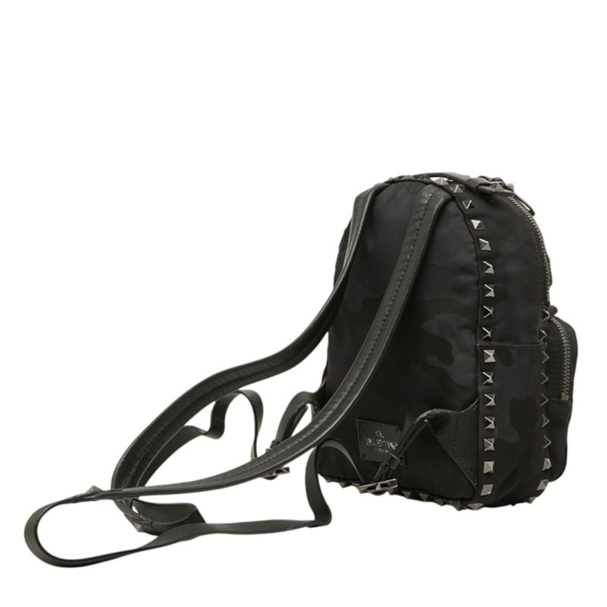 Valentino Valentino Rockstud Camouflage Backpack, Black Leather, Women's Size ONE SIZE - 2 Thumbnail