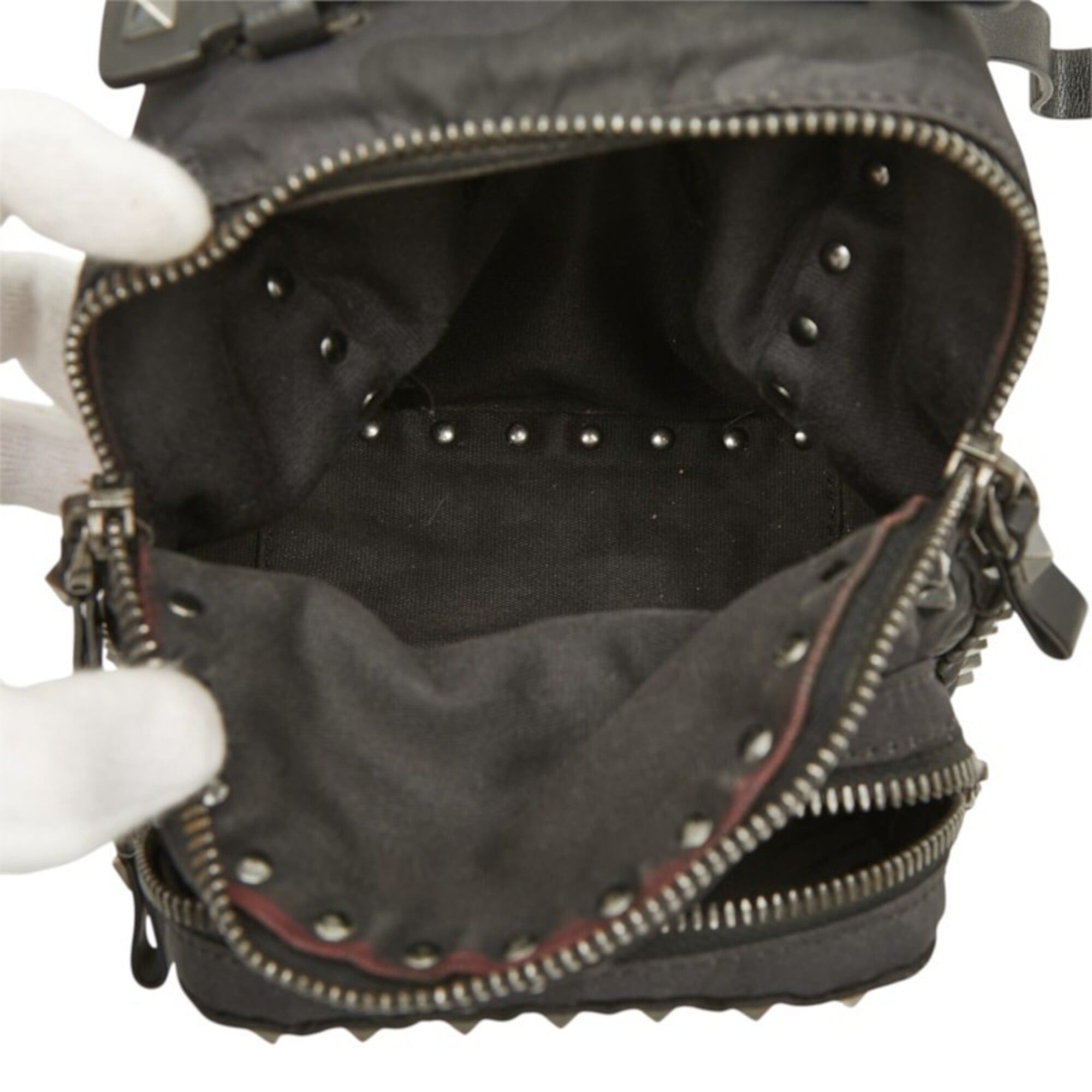 Valentino Valentino Rockstud Camouflage Backpack, Black Leather, Women's Size ONE SIZE - 11 Thumbnail