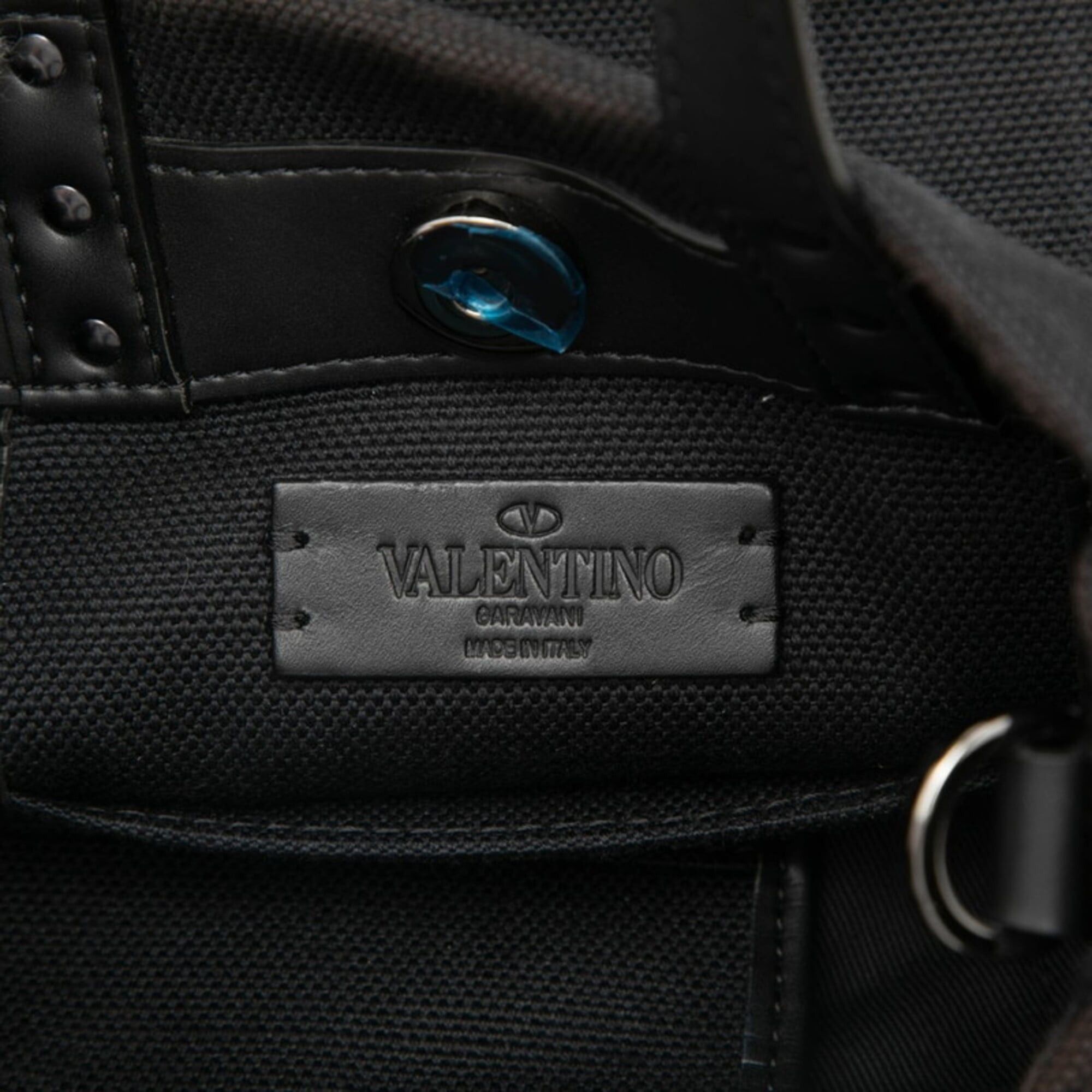 Valentino Valentino Rockstud Handbag Shoulder Bag 2WAY VLTN Black White Canvas Leather Women's Size ONE SIZE - 5 Thumbnail