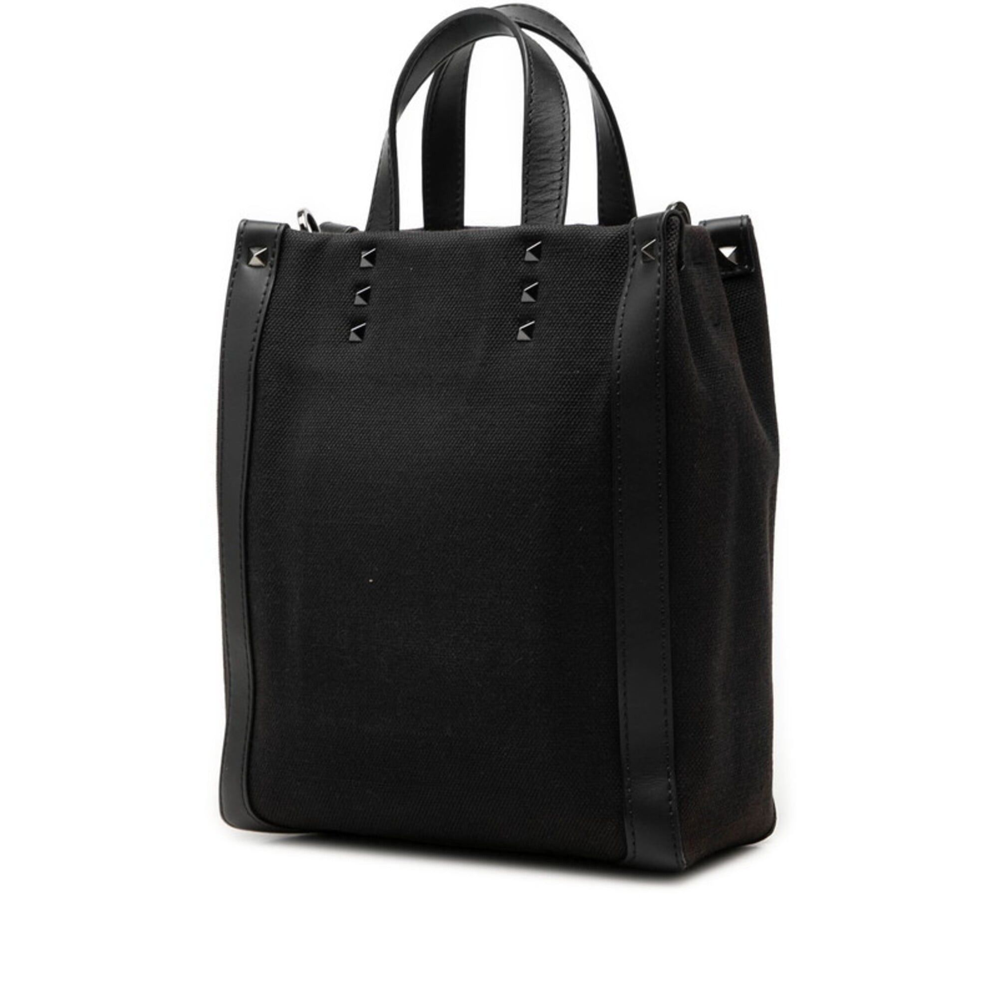Valentino Valentino Rockstud Handbag Shoulder Bag 2WAY VLTN Black White Canvas Leather Women's Size ONE SIZE - 2 Thumbnail