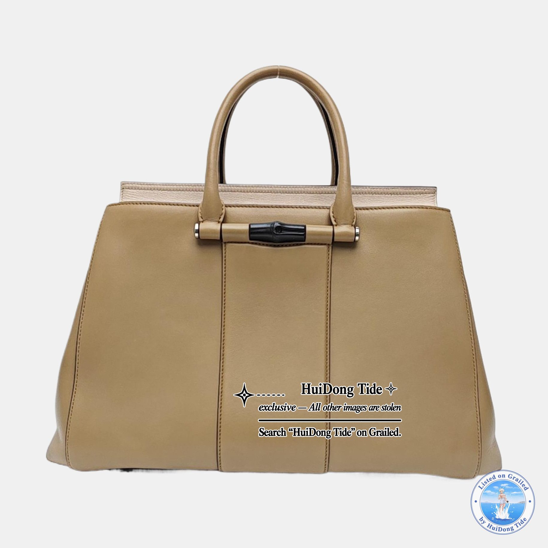 Gucci Gucci Bamboo Beige Leather Tote Bag One Size Size ONE SIZE - 5 Thumbnail