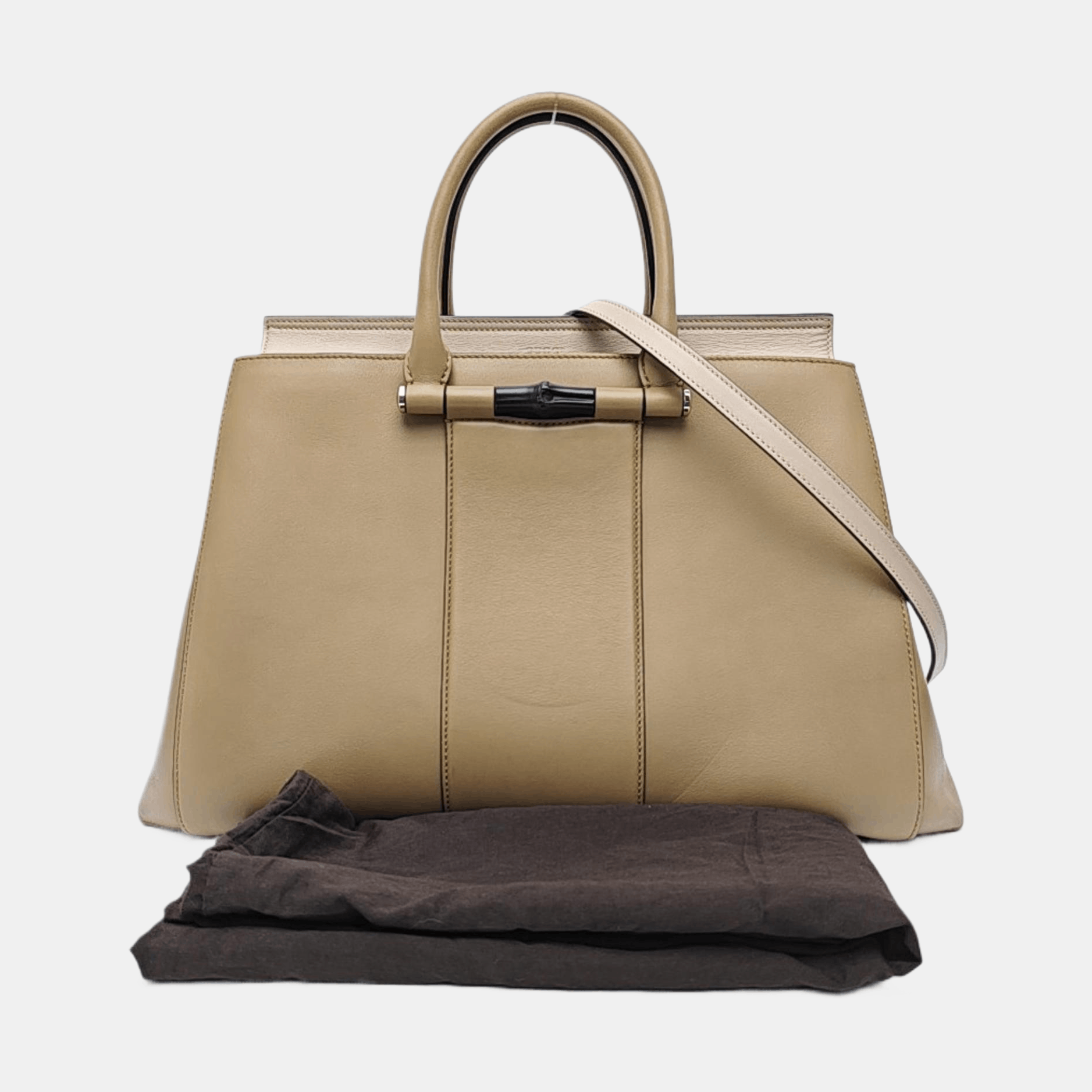 Gucci Gucci Bamboo Beige Leather Tote Bag One Size Size ONE SIZE - 8 Thumbnail