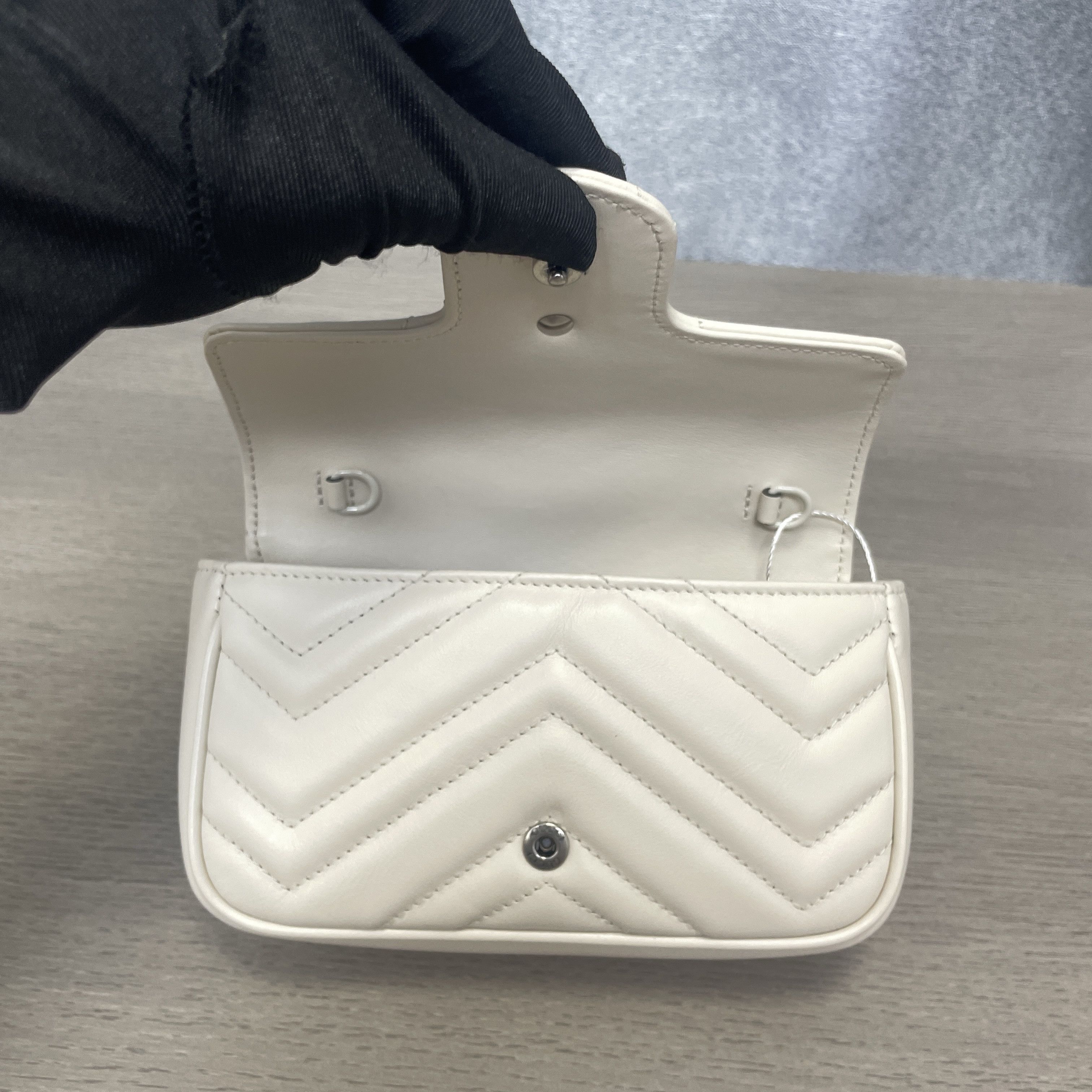 Gucci Gucci White GG Marmont Mini Leather Chain Bag Size ONE SIZE - 9 Thumbnail