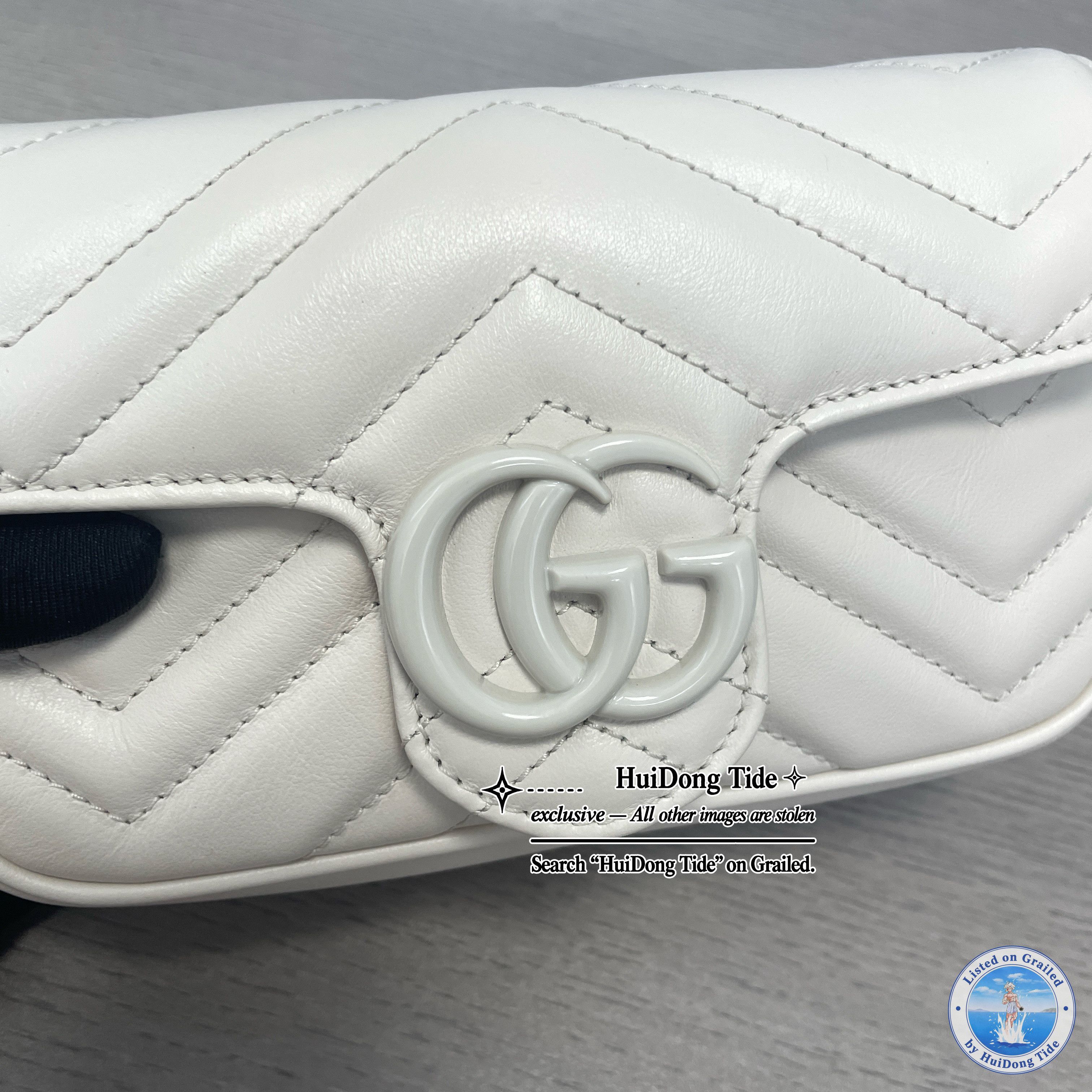 Gucci Gucci White GG Marmont Mini Leather Chain Bag Size ONE SIZE - 7 Thumbnail