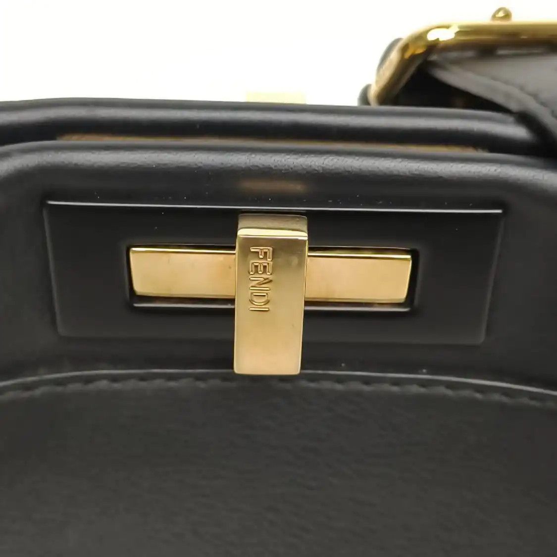Fendi FENDI Peekaboo Medium black cowhide leather shoulder bag detachable strap Size ONE SIZE - 2 Thumbnail