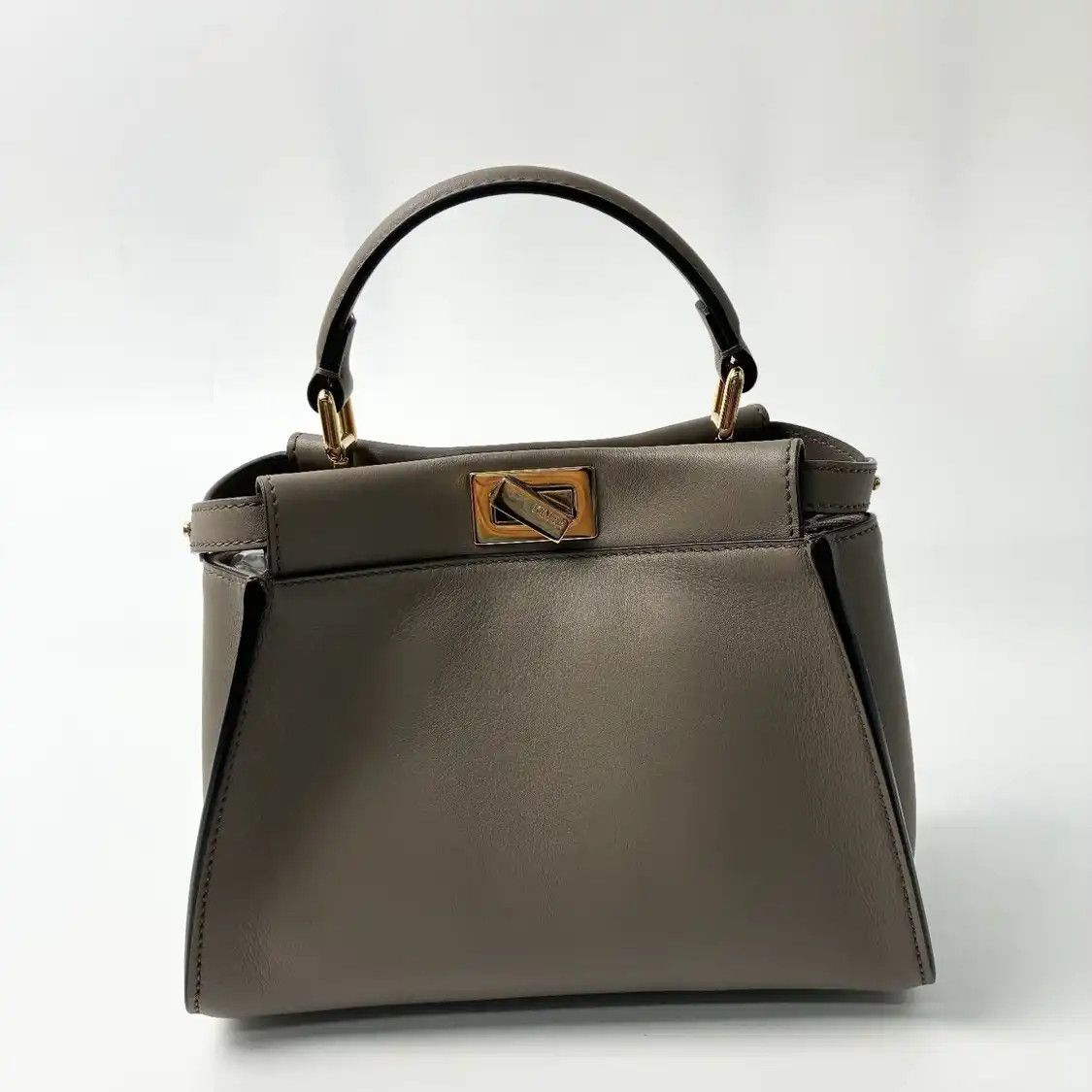 Fendi FENDI Peekaboo mini grey cowhide leather shoulder bag gold hardware detachable s Size ONE SIZE - 2 Thumbnail