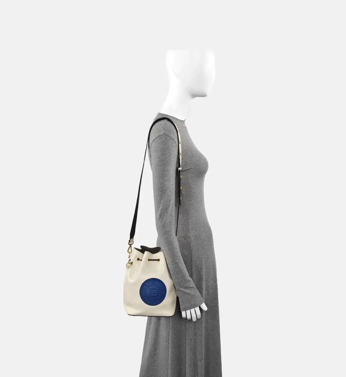 Fendi FENDI bucket bag beige cowhide leather jacquard shoulder bag handbag gold hardwa Size ONE SIZE - 2 Thumbnail