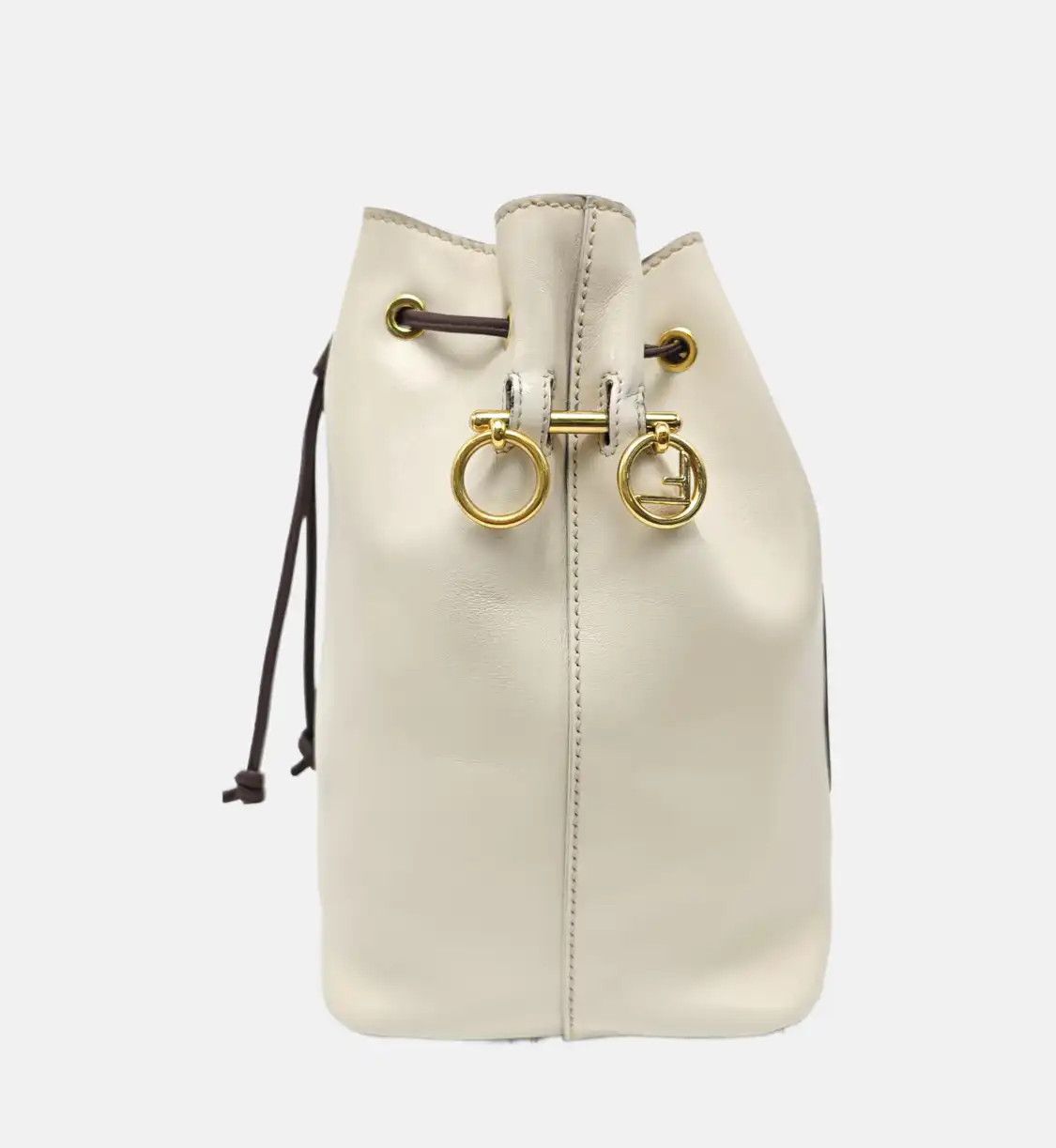 Fendi FENDI bucket bag beige cowhide leather jacquard shoulder bag handbag gold hardwa Size ONE SIZE - 4 Thumbnail