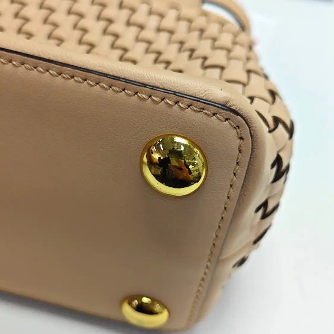 Fendi FENDI Peekaboo mini light pinksheepskin woven shoulder bag handbag crossbody bag Size ONE SIZE - 11 Thumbnail