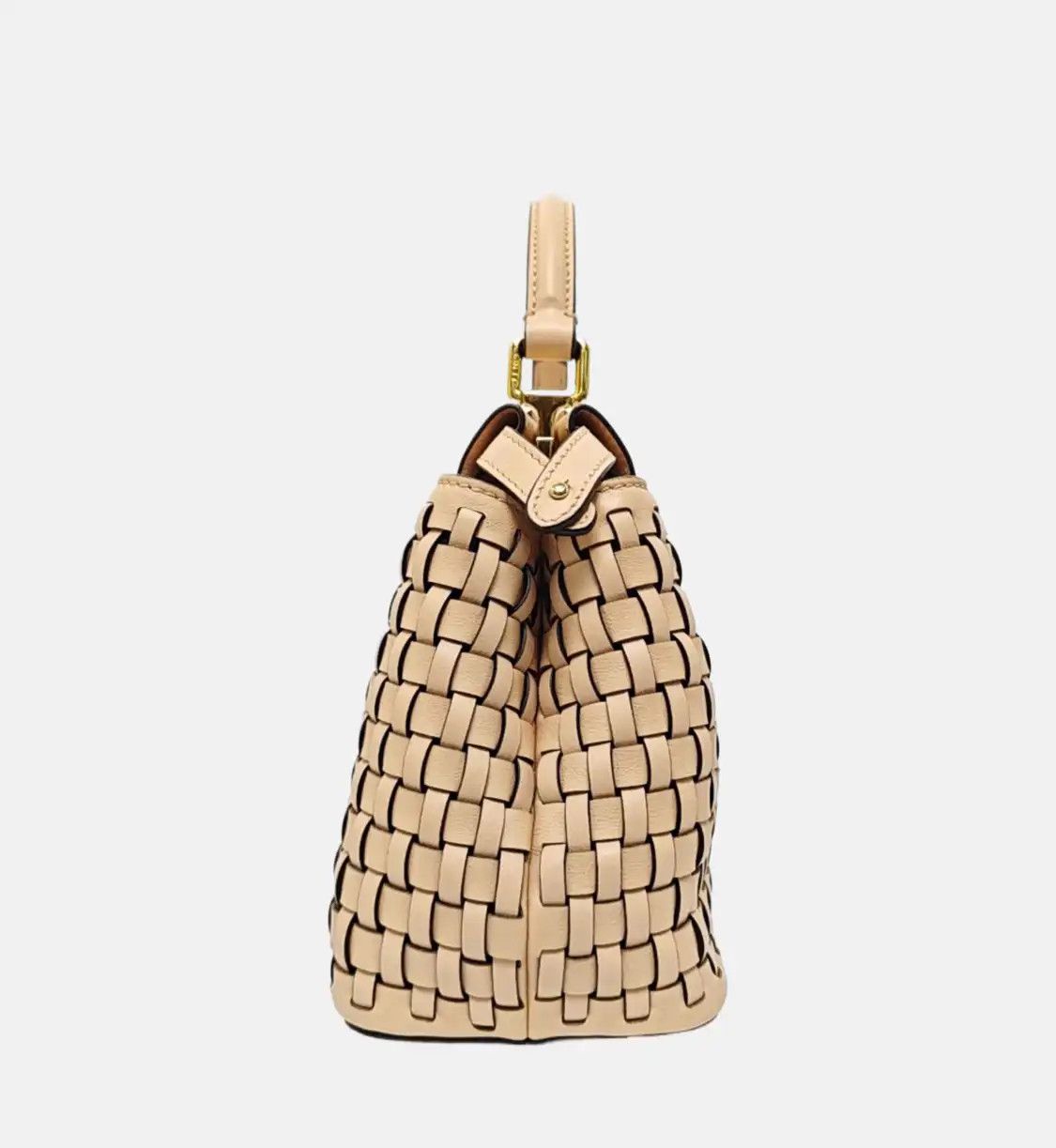 Fendi FENDI Peekaboo mini light pinksheepskin woven shoulder bag handbag crossbody bag Size ONE SIZE - 4 Thumbnail