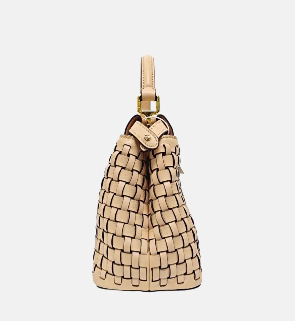 Fendi FENDI Peekaboo mini light pinksheepskin woven shoulder bag handbag crossbody bag Size ONE SIZE - 3 Thumbnail