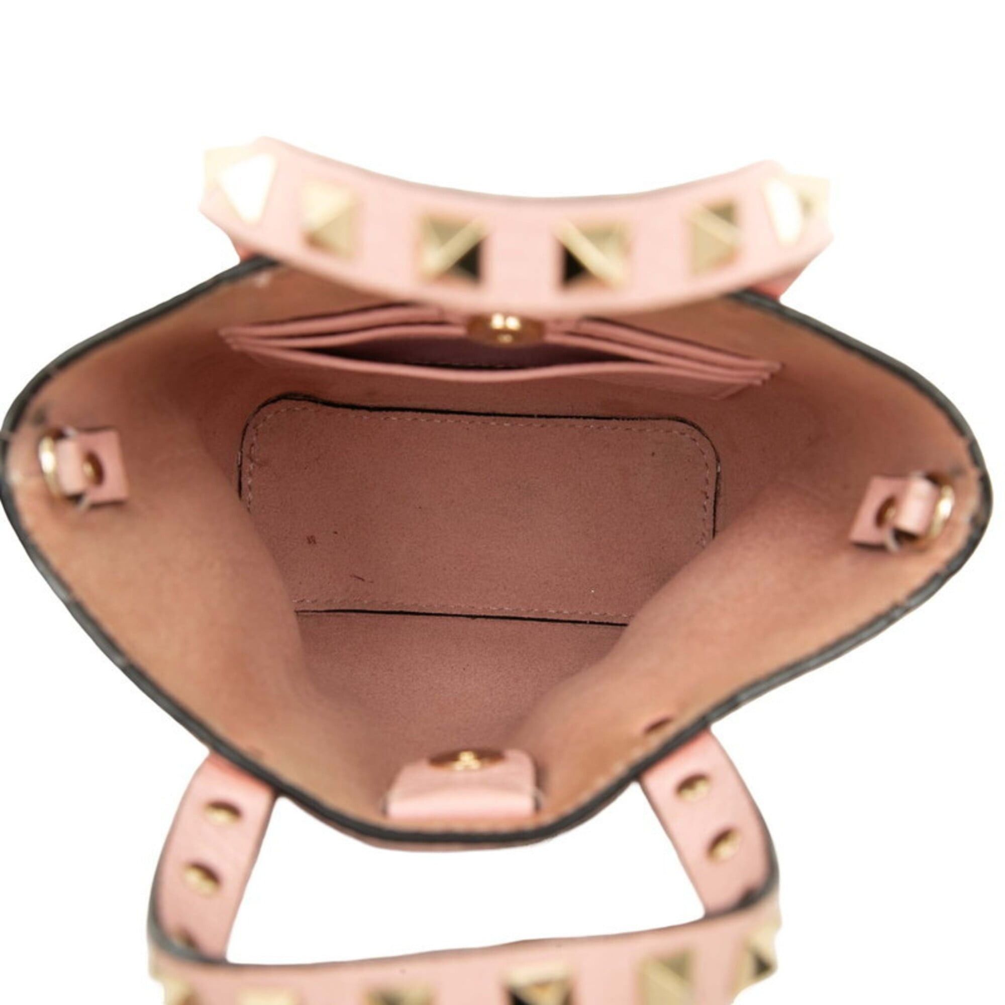 Valentino Valentino Rockstud Chain Mini Handbag/Shoulder Bag, 2-Way, Pink Gold Leather, Women's. Size ONE SIZE - 5 Thumbnail