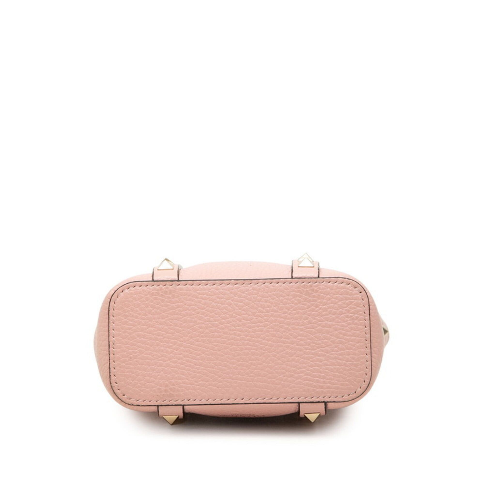Valentino Valentino Rockstud Chain Mini Handbag/Shoulder Bag, 2-Way, Pink Gold Leather, Women's. Size ONE SIZE - 3 Thumbnail