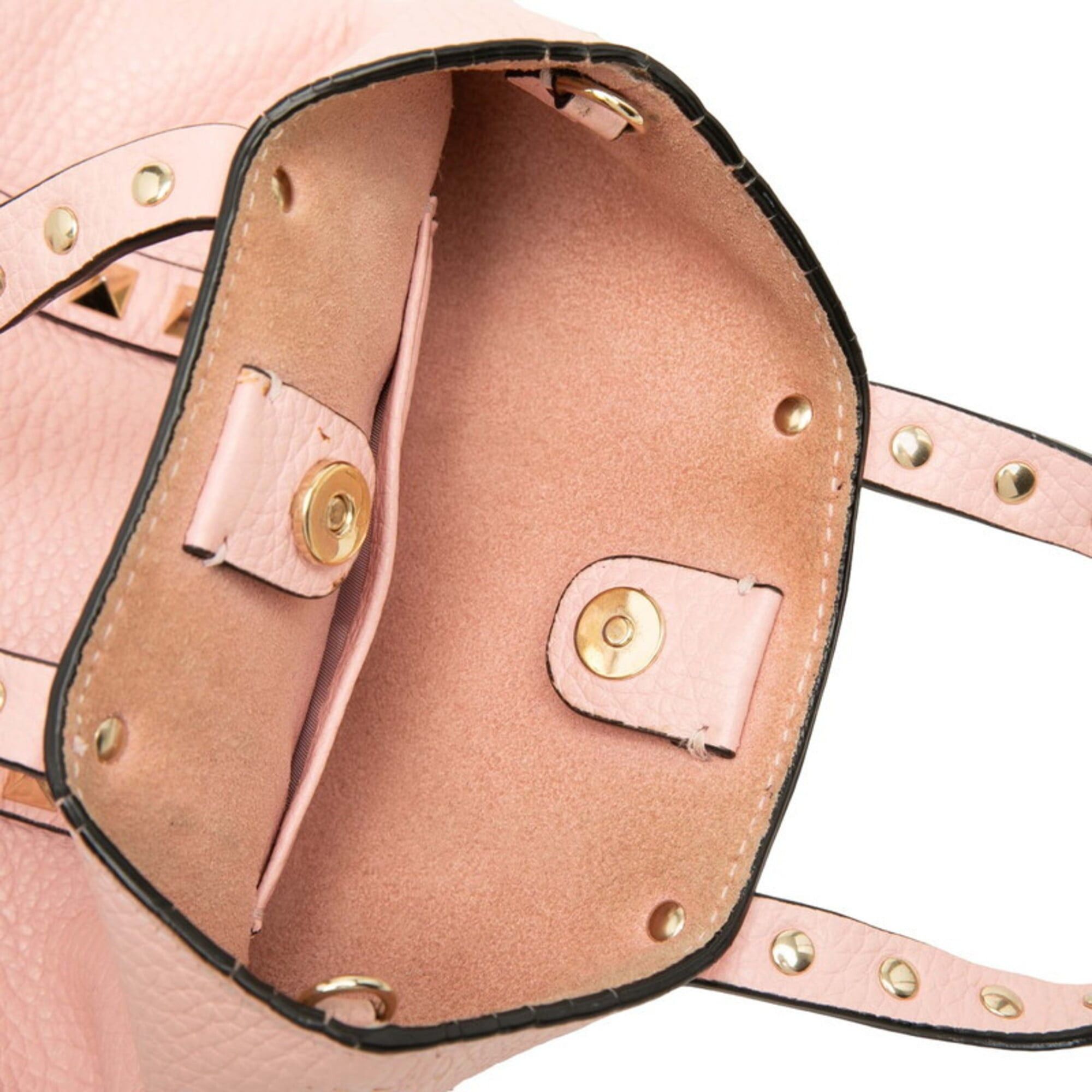 Valentino Valentino Rockstud Chain Mini Handbag/Shoulder Bag, 2-Way, Pink Gold Leather, Women's. Size ONE SIZE - 4 Thumbnail