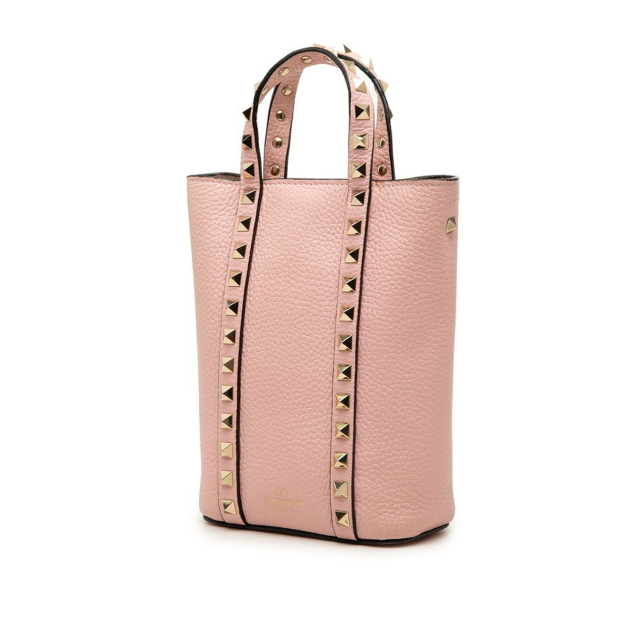 Valentino Valentino Rockstud Chain Mini Handbag/Shoulder Bag, 2-Way, Pink Gold Leather, Women's. Size ONE SIZE - 2 Thumbnail