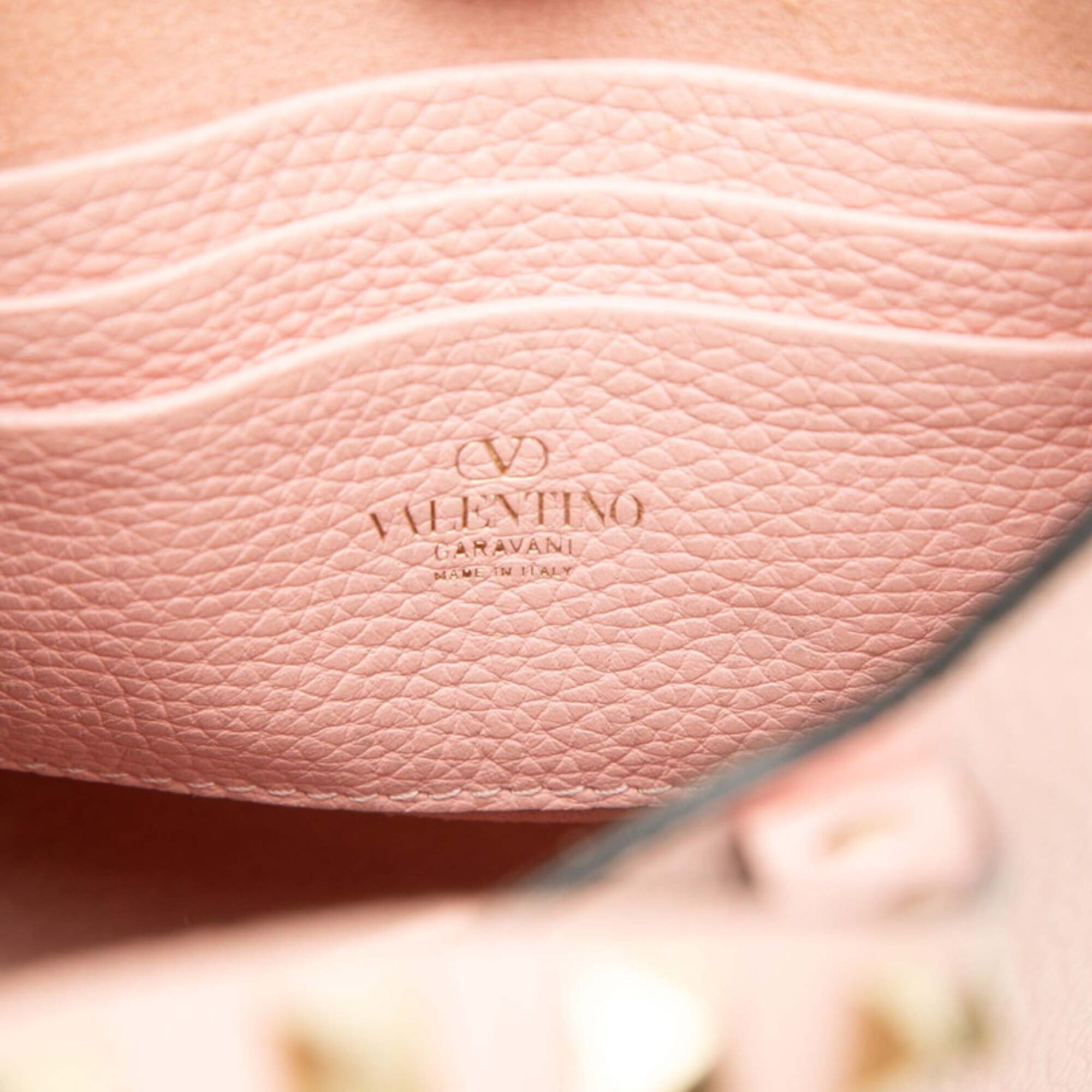 Valentino Valentino Rockstud Chain Mini Handbag/Shoulder Bag, 2-Way, Pink Gold Leather, Women's. Size ONE SIZE - 6 Thumbnail