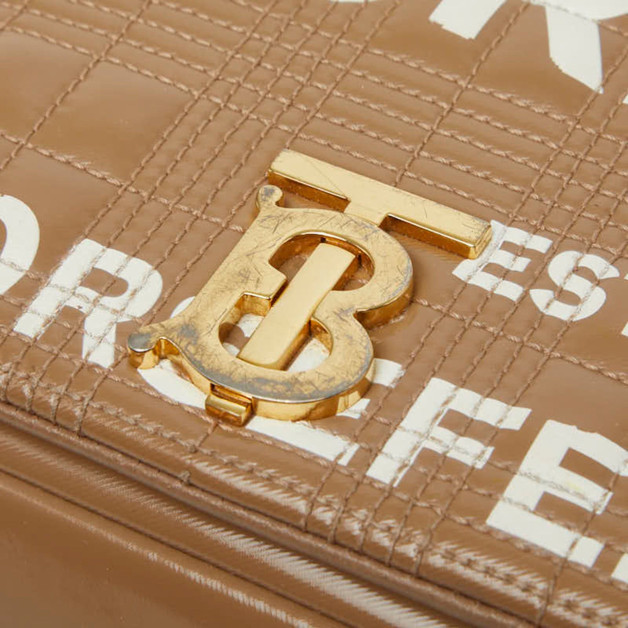 Burberry Burberry TB Small Laura Quilted Chain Shoulder Bag, Beige Leather, Women's. Size ONE SIZE - 6 Thumbnail