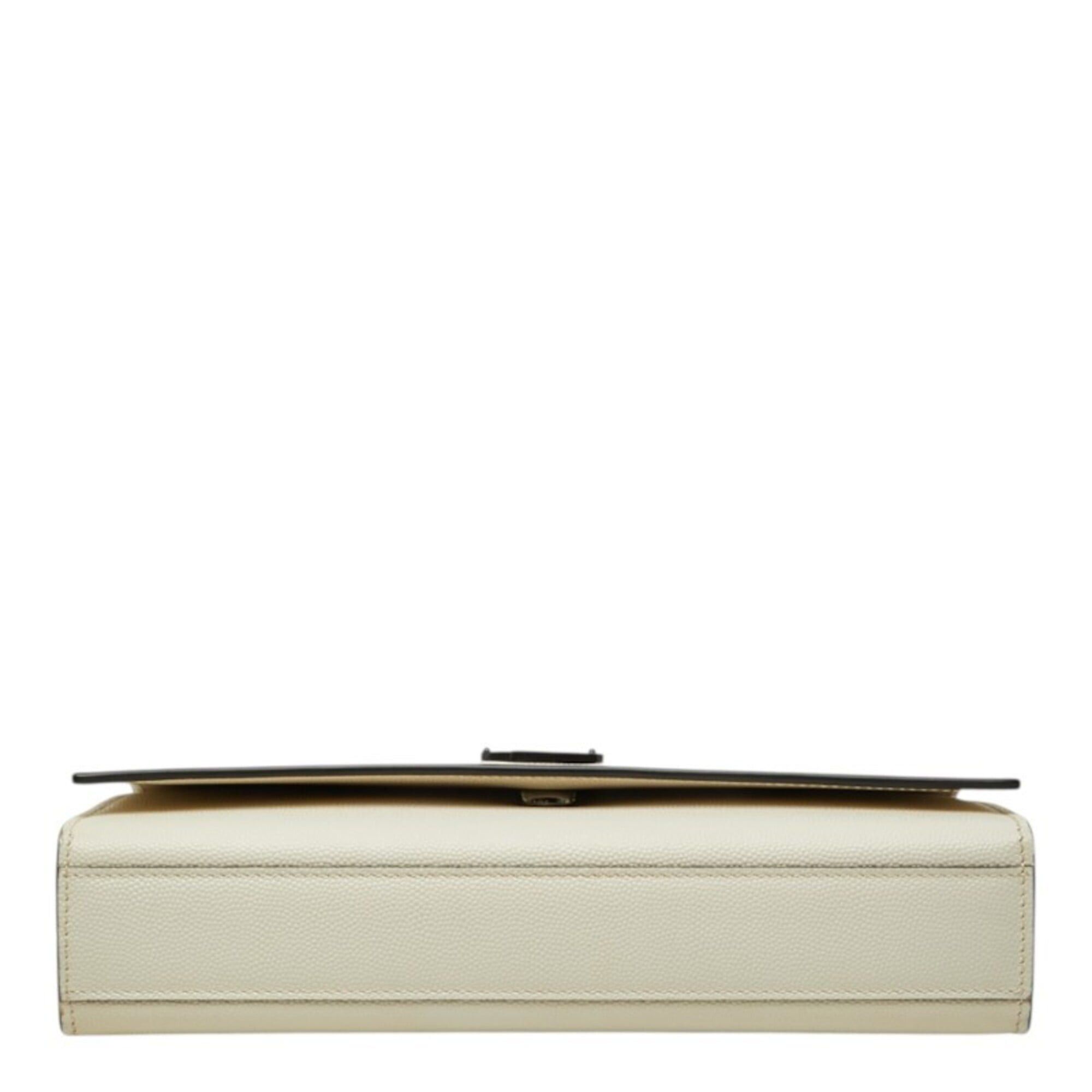 Saint Laurent Paris Saint Laurent Cassandra Kate YSL Logo Chain Shoulder Bag 364021 White Black Leather Women's SAINT LAURENT Size ONE SIZE - 3 Thumbnail