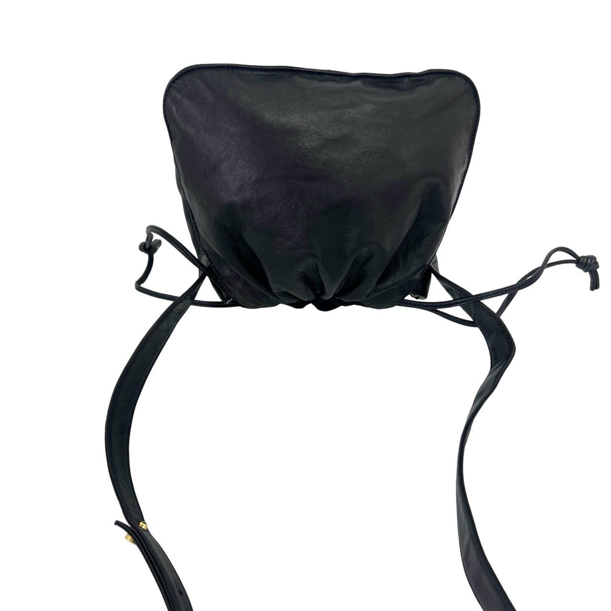 Loewe LOEWE Vintage Anagram Logo Nappa Leather Drawstring Shoulder Bag/Pouch, Dark Navy, 33703 Size ONE SIZE - 4 Thumbnail