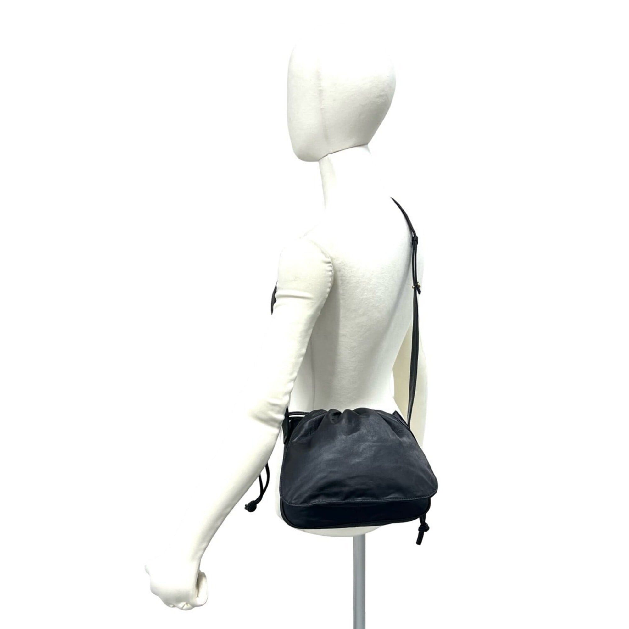 Loewe LOEWE Vintage Anagram Logo Nappa Leather Drawstring Shoulder Bag/Pouch, Dark Navy, 33703 Size ONE SIZE - 2 Thumbnail
