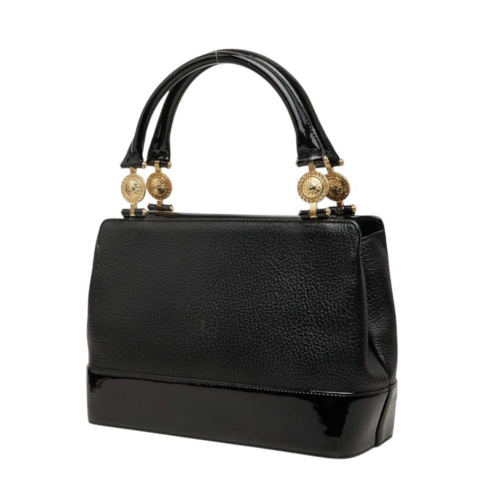 Versace Versace Sunburst Handbag, Black Gold Leather Enamel, Women's VERSACE Size ONE SIZE - 2 Thumbnail