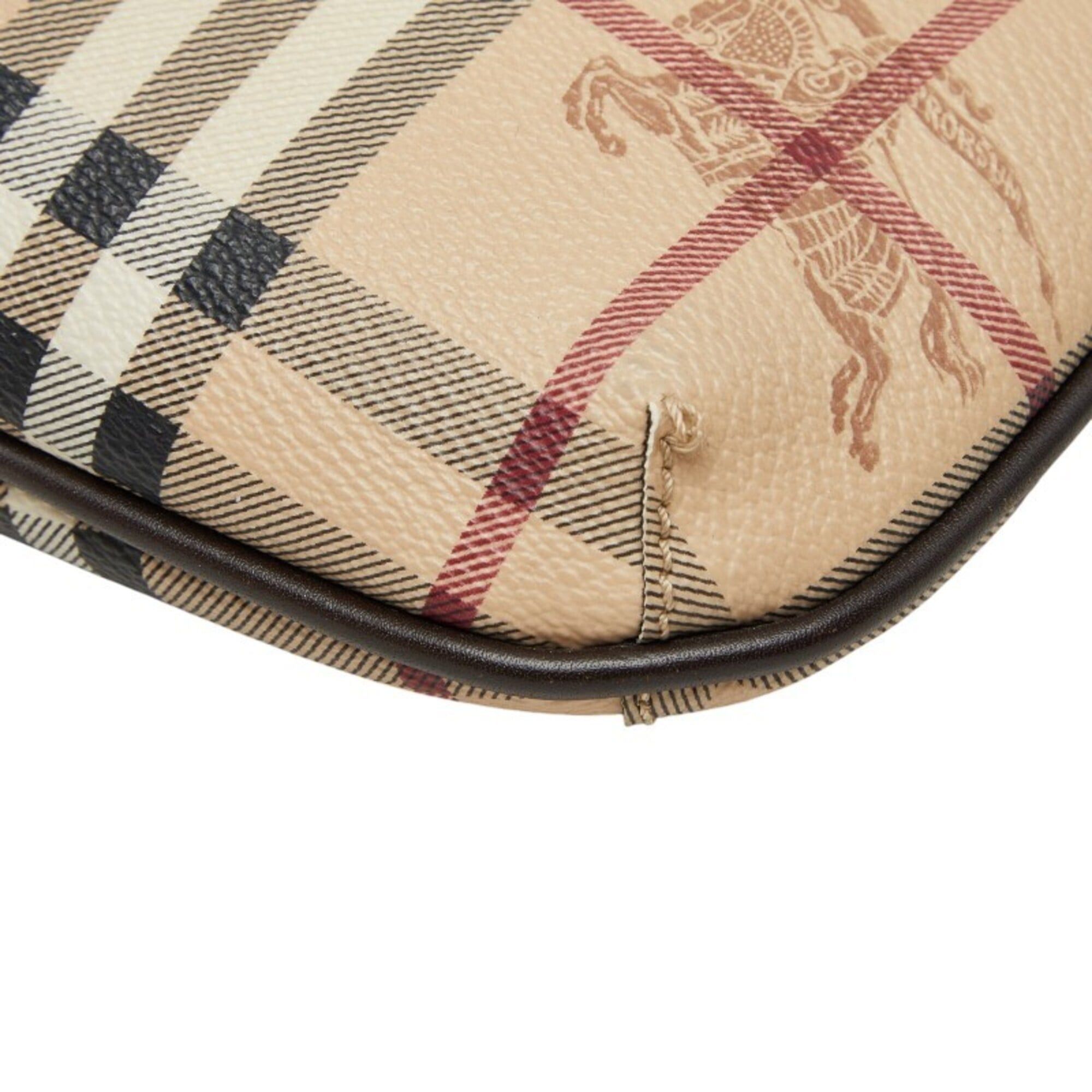 Burberry Burberry Nova Check Shadow Horse Chain Handbag Pouch Beige Brown Leather Women's BURBERRY Size ONE SIZE - 6 Thumbnail