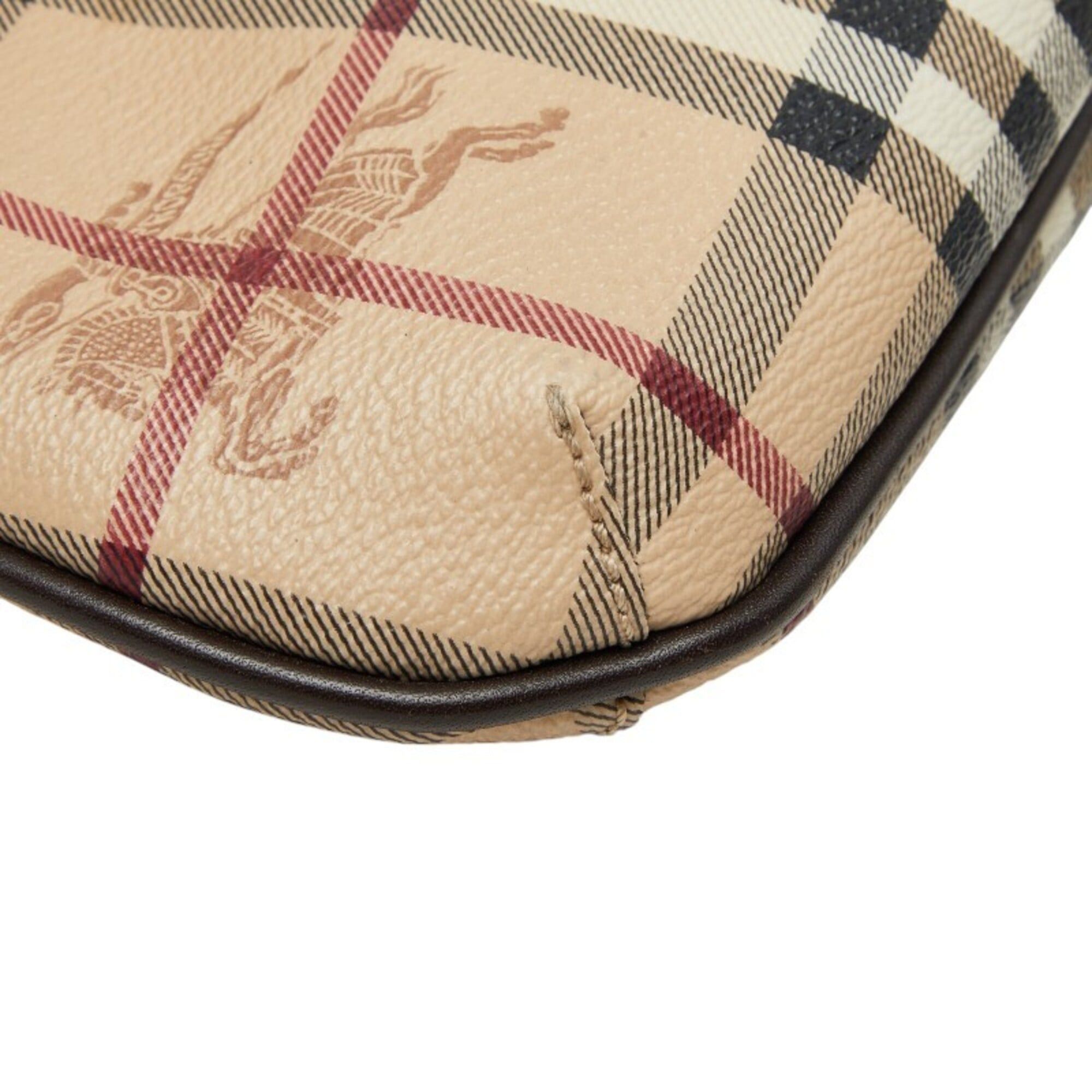 Burberry Burberry Nova Check Shadow Horse Chain Handbag Pouch Beige Brown Leather Women's BURBERRY Size ONE SIZE - 7 Thumbnail