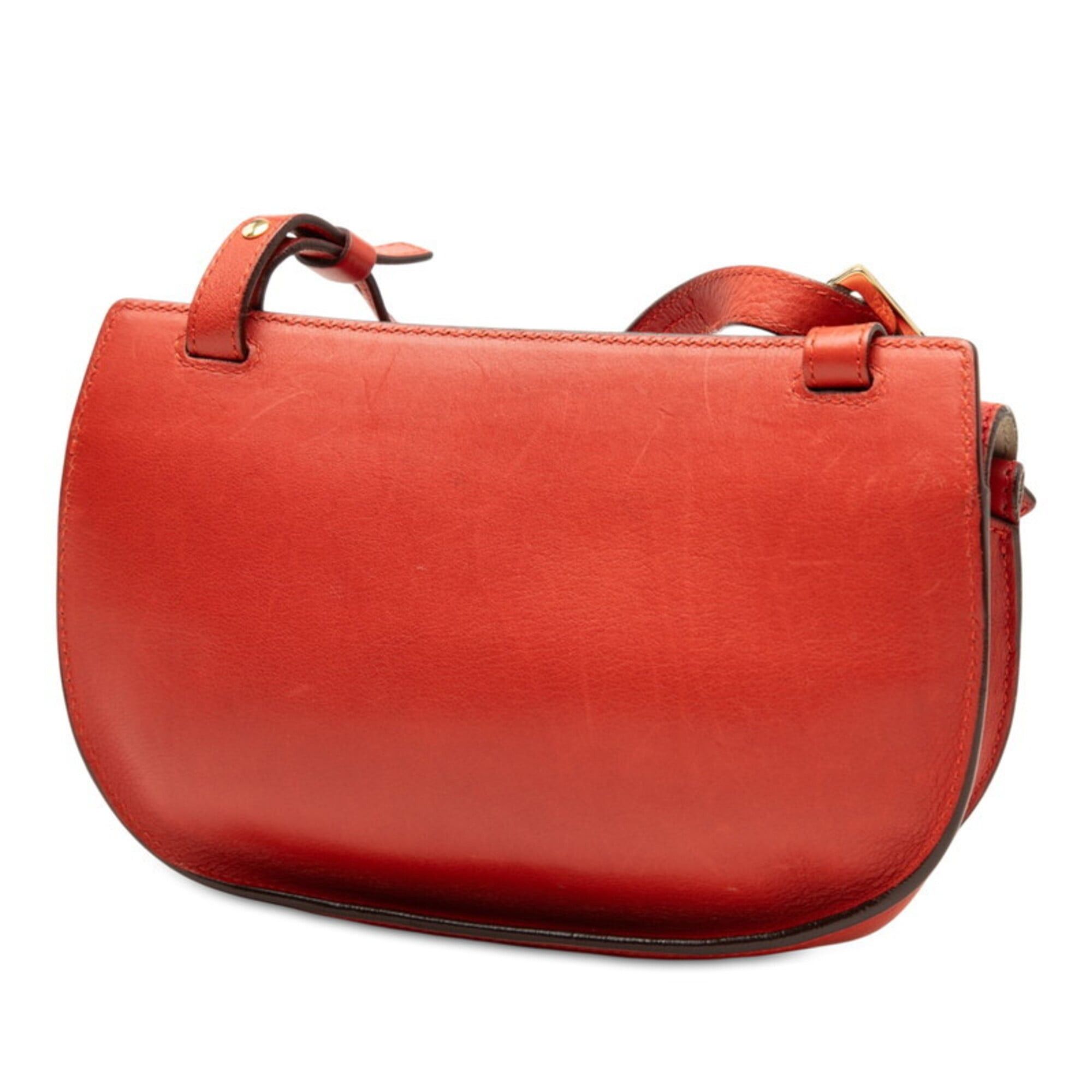 Chloe Chloé Chloe Georgia Crossbody Double Flap Shoulder Bag 03-15-50-65 Red Leather Women's Size ONE SIZE - 2 Thumbnail