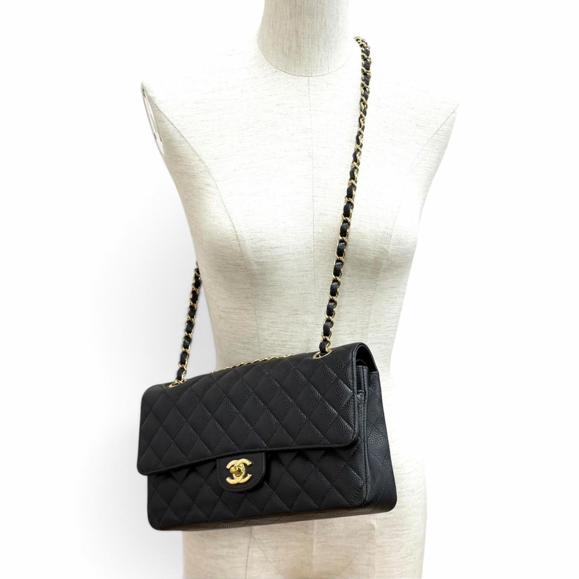 Chanel CHANEL A01112 Matelassé 25 Caviar Skin Shoulder Bag with Random Serial Number, Black Gold Hardware, Made in France, Women's, Dust Bag. Size ONE SIZE - 3 Thumbnail
