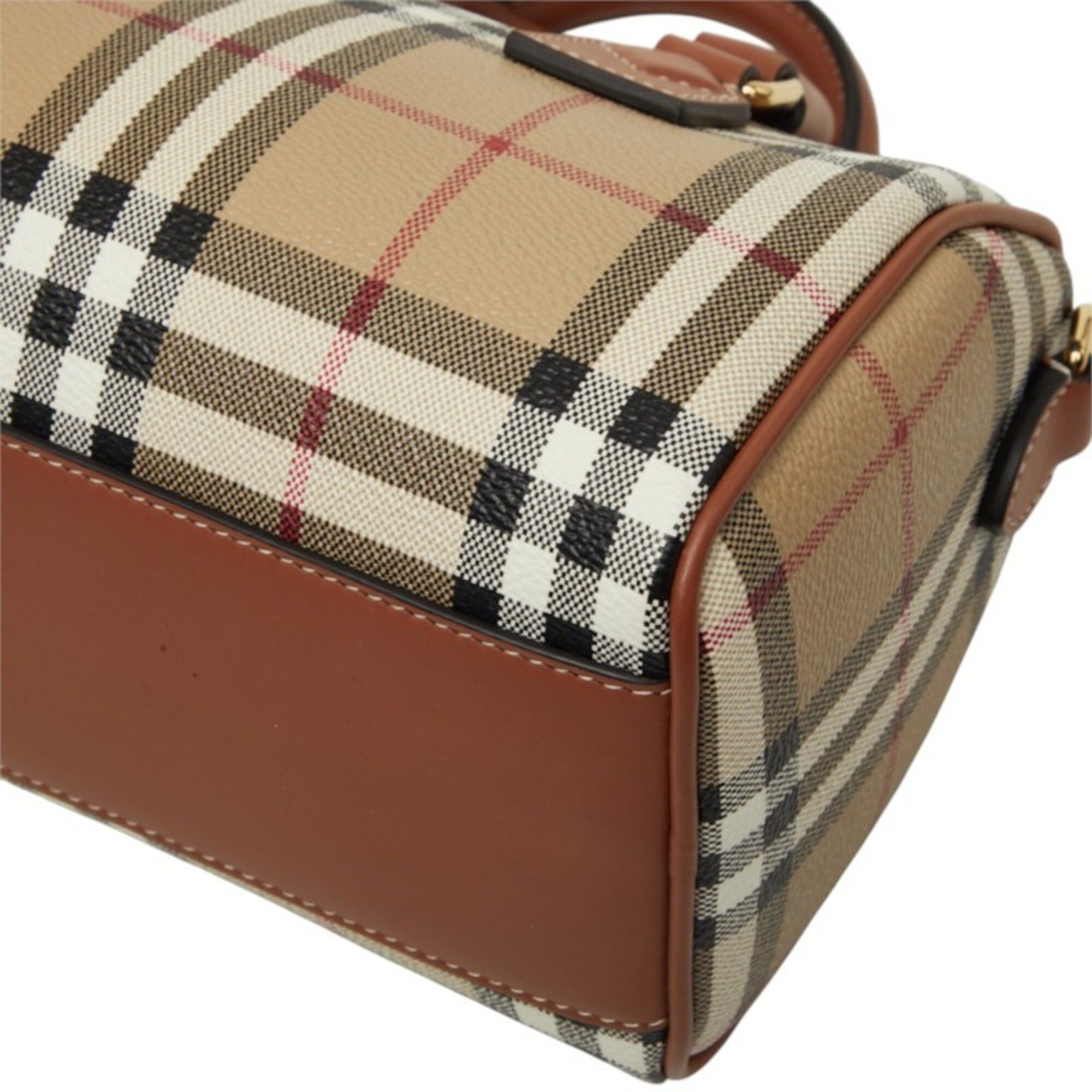 Burberry Burberry Nova Check Mini Bowling Bag Handbag Shoulder 2WAY Beige Brown Leather Women's BURBERRY Size ONE SIZE - 4 Thumbnail