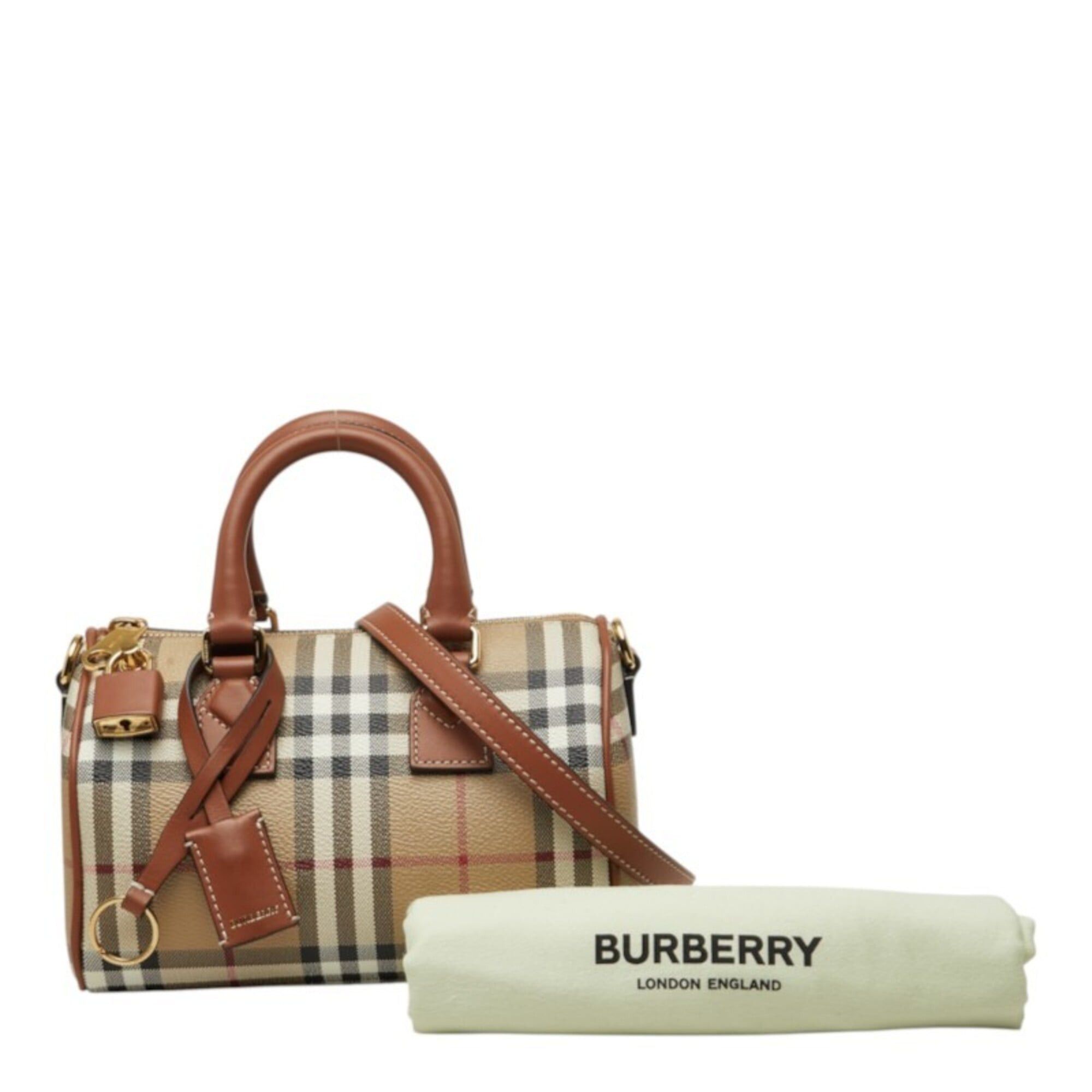 Burberry Burberry Nova Check Mini Bowling Bag Handbag Shoulder 2WAY Beige Brown Leather Women's BURBERRY Size ONE SIZE - 10 Thumbnail