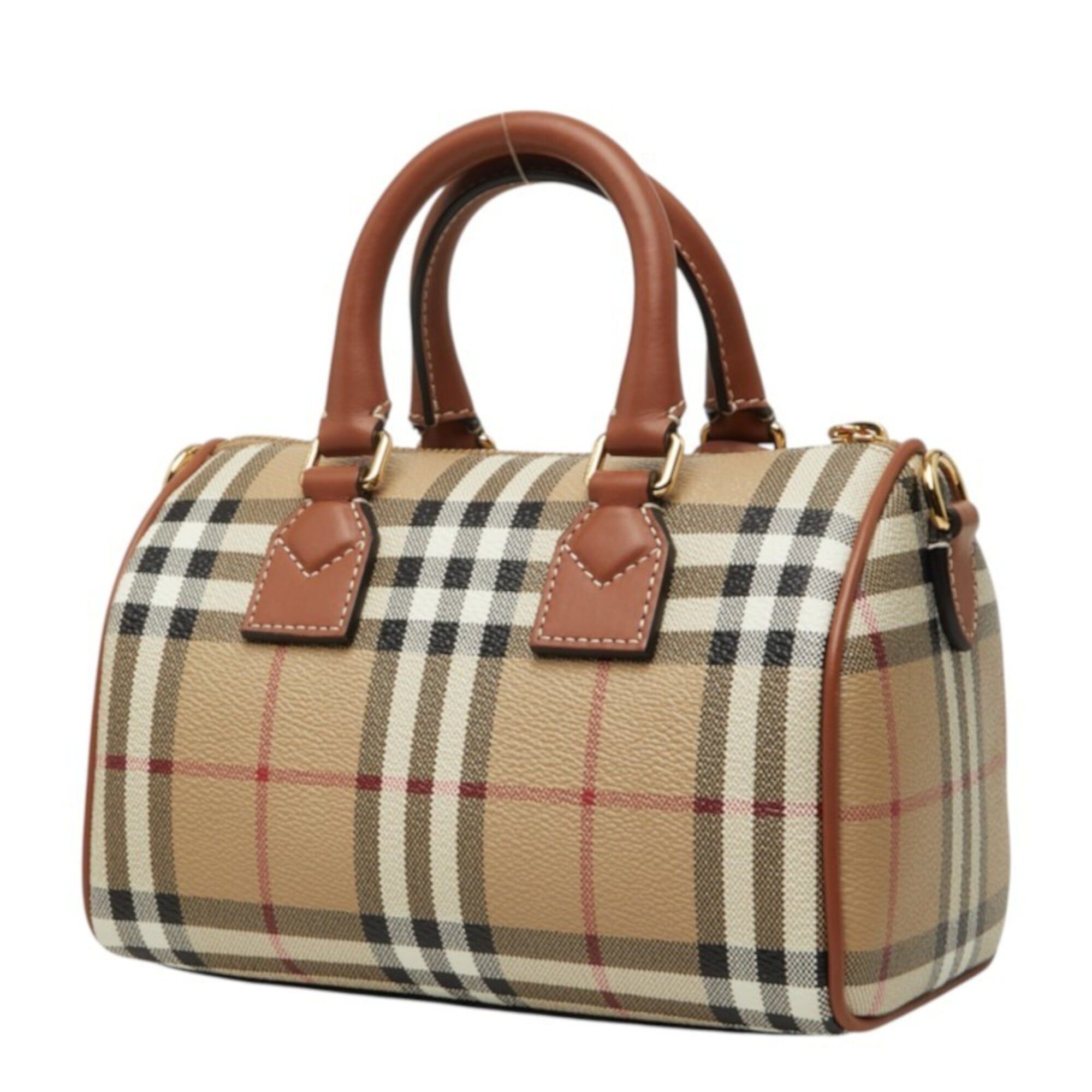 Burberry Burberry Nova Check Mini Bowling Bag Handbag Shoulder 2WAY Beige Brown Leather Women's BURBERRY Size ONE SIZE - 2 Thumbnail