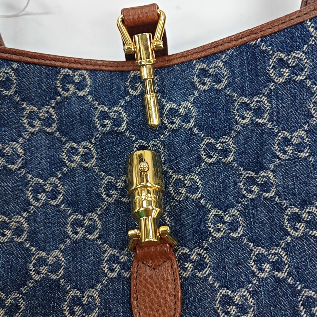 Gucci Gucci Jackie 1961 Blue Denim Monogram Shoulder Bag Size ONE SIZE - 9 Thumbnail