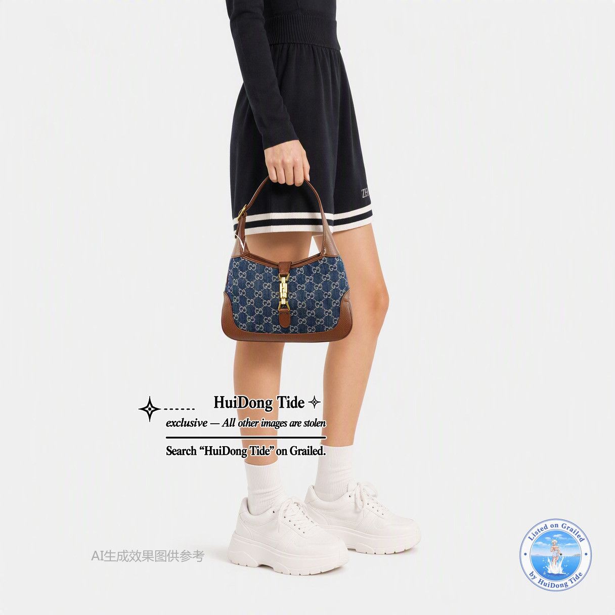 Gucci Gucci Jackie 1961 Blue Denim Monogram Shoulder Bag Size ONE SIZE - 2 Thumbnail