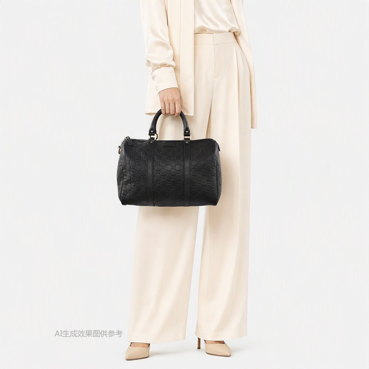 Gucci Gucci Black Leather Monogram Boston Bag ONE SIZE Size ONE SIZE - 2 Thumbnail