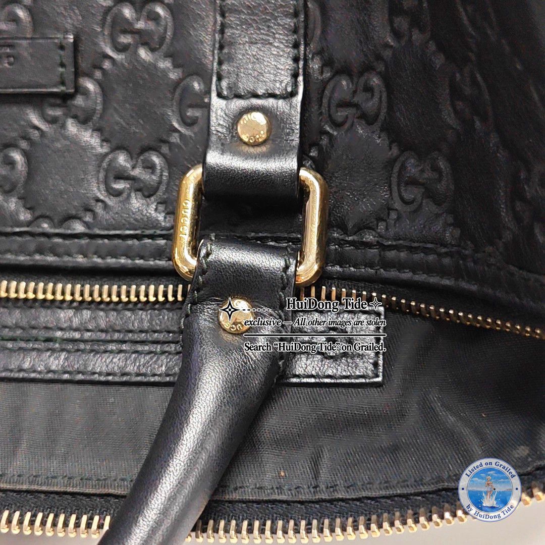 Gucci Gucci Black Leather Monogram Boston Bag ONE SIZE Size ONE SIZE - 10 Thumbnail