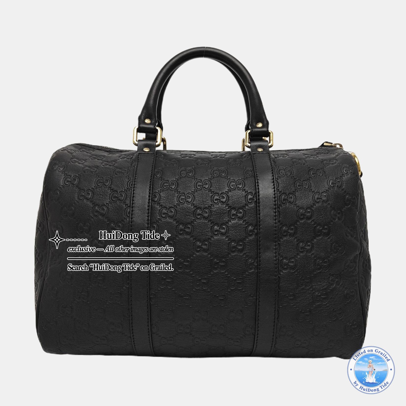 Gucci Gucci Black Leather Monogram Boston Bag ONE SIZE Size ONE SIZE - 5 Thumbnail