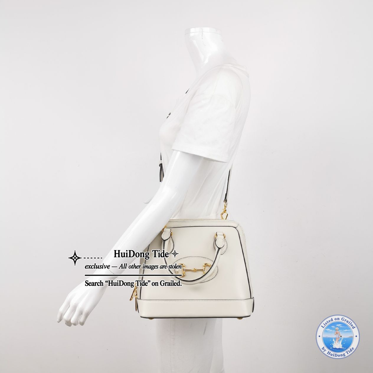 Gucci Gucci Horsebit 1955 Small Leather Handle Bag White Size ONE SIZE - 3 Thumbnail
