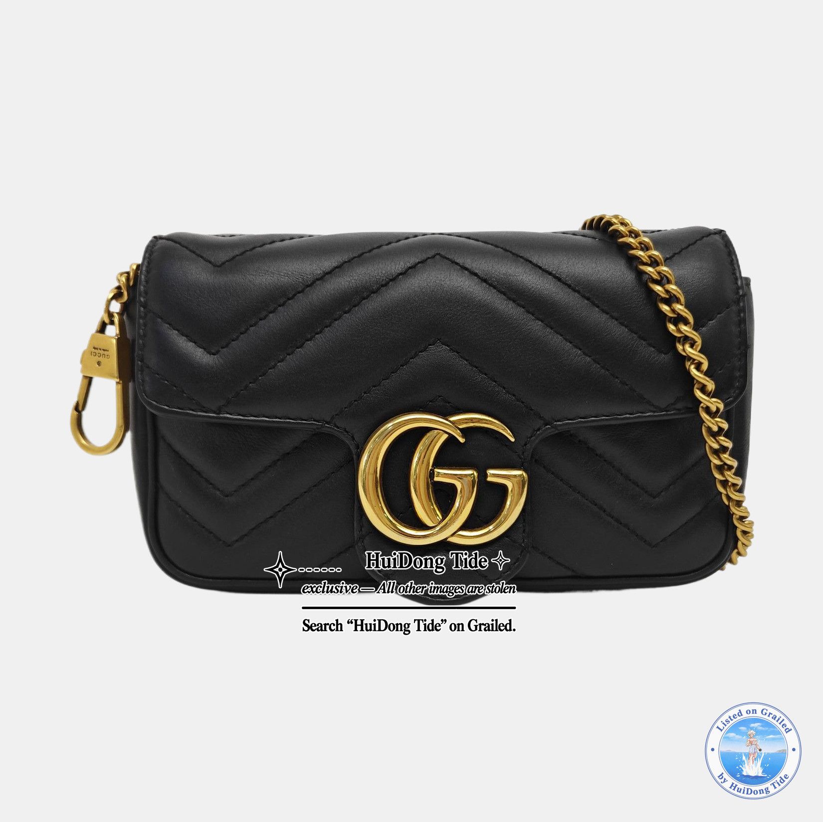 Gucci Gucci GG Marmont Matelasse Mini Shoulder Bag Black Size ONE SIZE - 8 Thumbnail